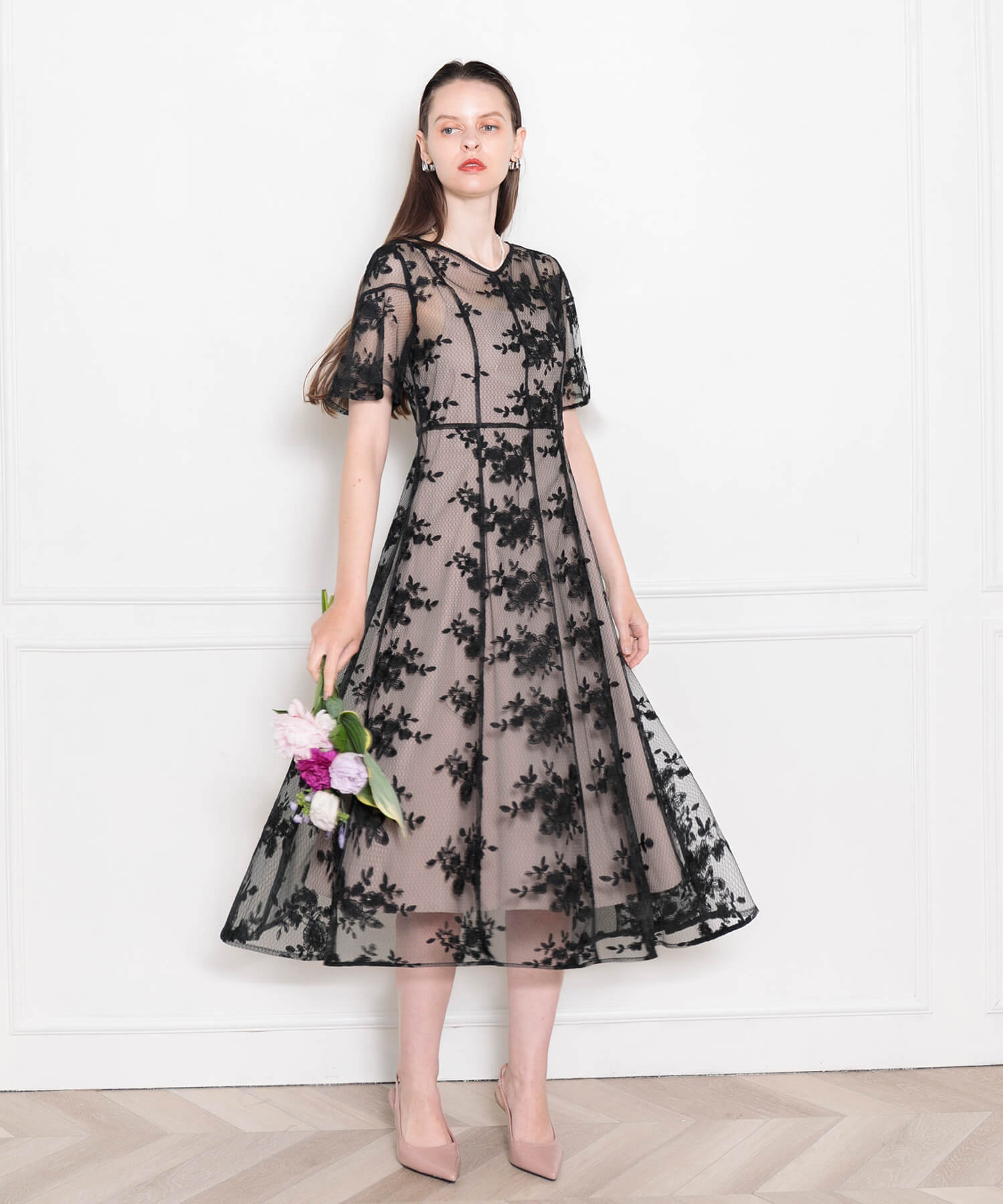 【当日発送】花柄バックリボンワンピースセットアップワンピースドレス