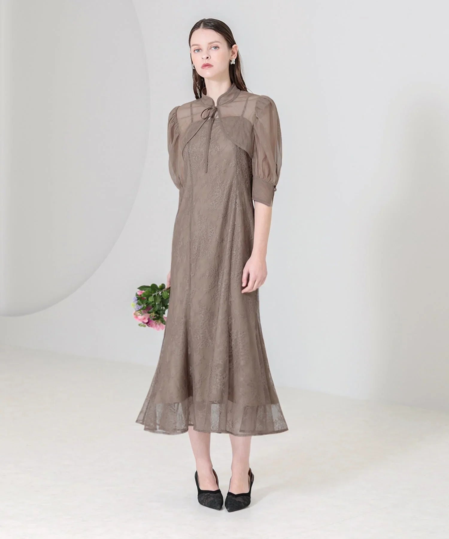 【当日発送】花柄ボレロセットアップマーメイドワンピースドレス