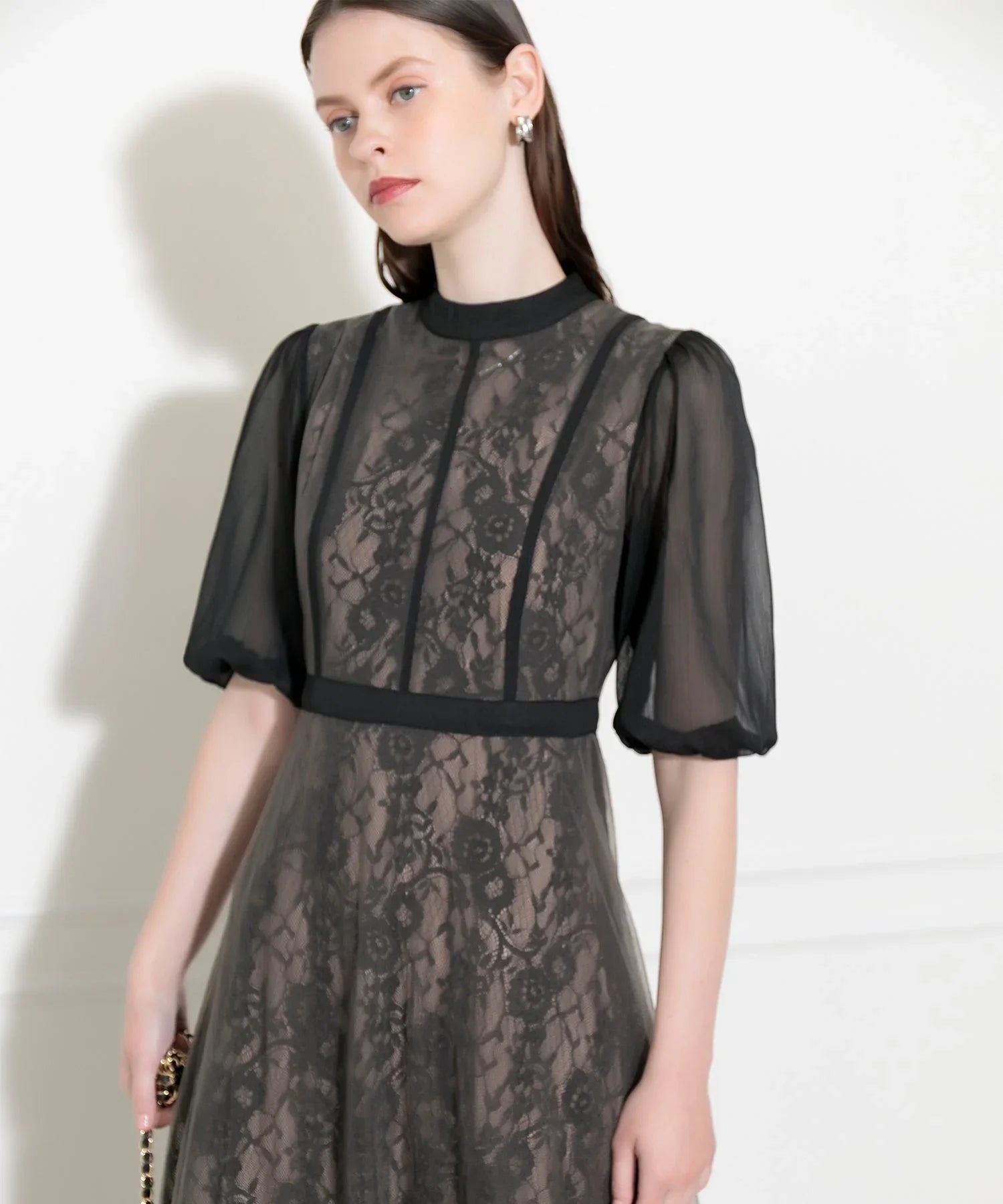 【予約販売】LEJA-美脚効果ハイウエストチュールレース切り替えドレス結婚式(TV紹介アイテム) パーティードレス - LEJA