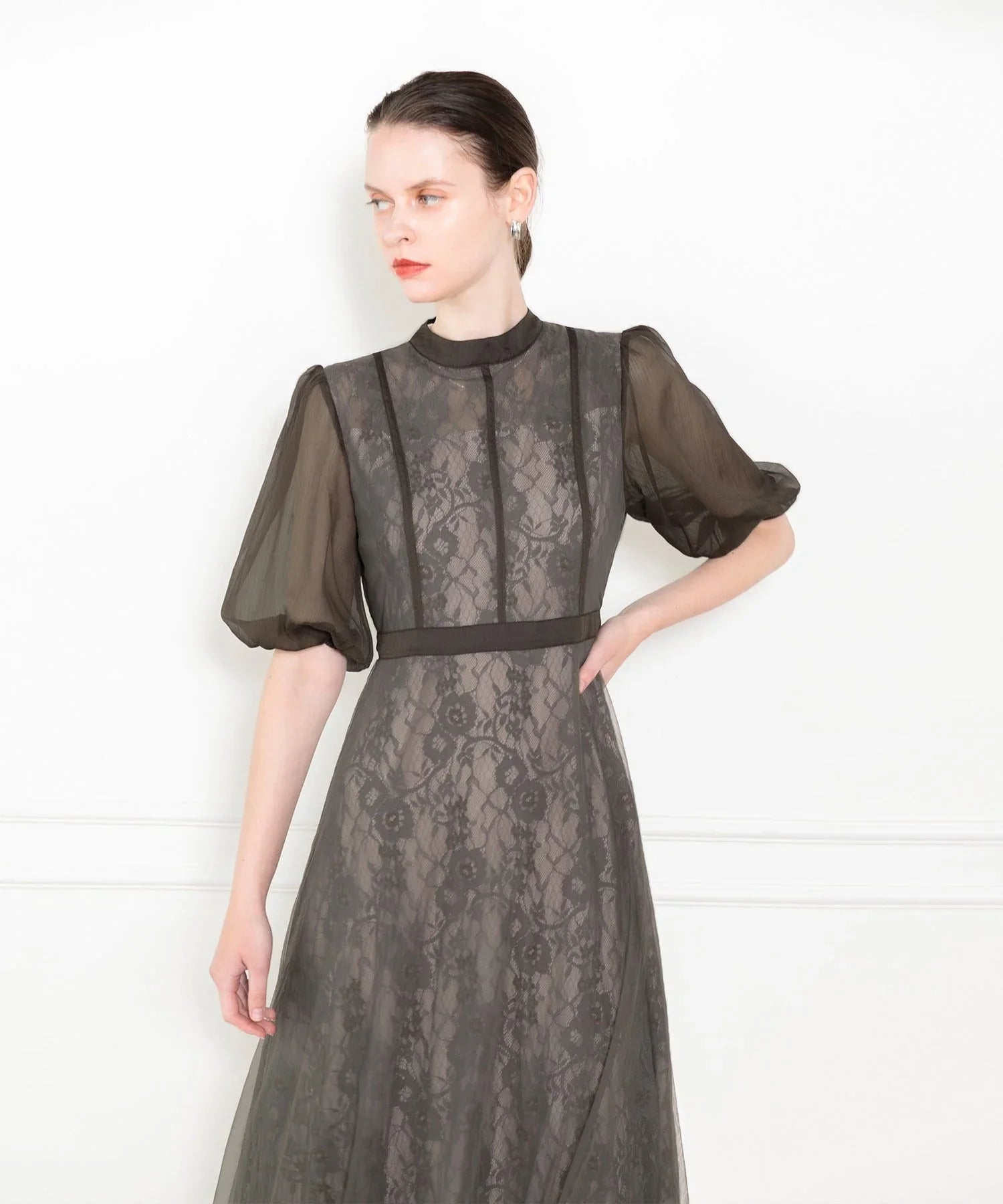 【予約販売】LEJA-美脚効果ハイウエストチュールレース切り替えドレス結婚式(TV紹介アイテム) パーティードレス - LEJA