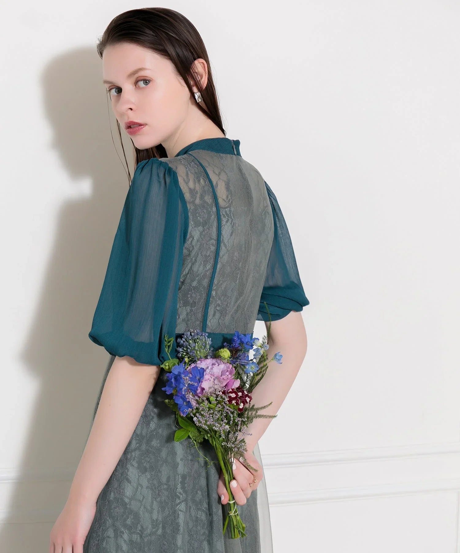 【予約販売】LEJA-美脚効果ハイウエストチュールレース切り替えドレス結婚式(TV紹介アイテム) パーティードレス - LEJA