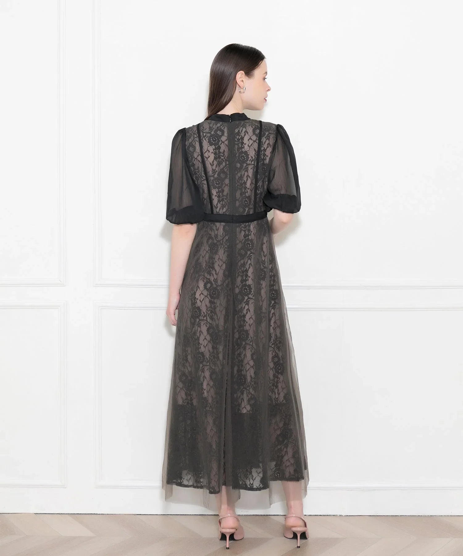 【予約販売】LEJA-美脚効果ハイウエストチュールレース切り替えドレス結婚式(TV紹介アイテム) パーティードレス - LEJA