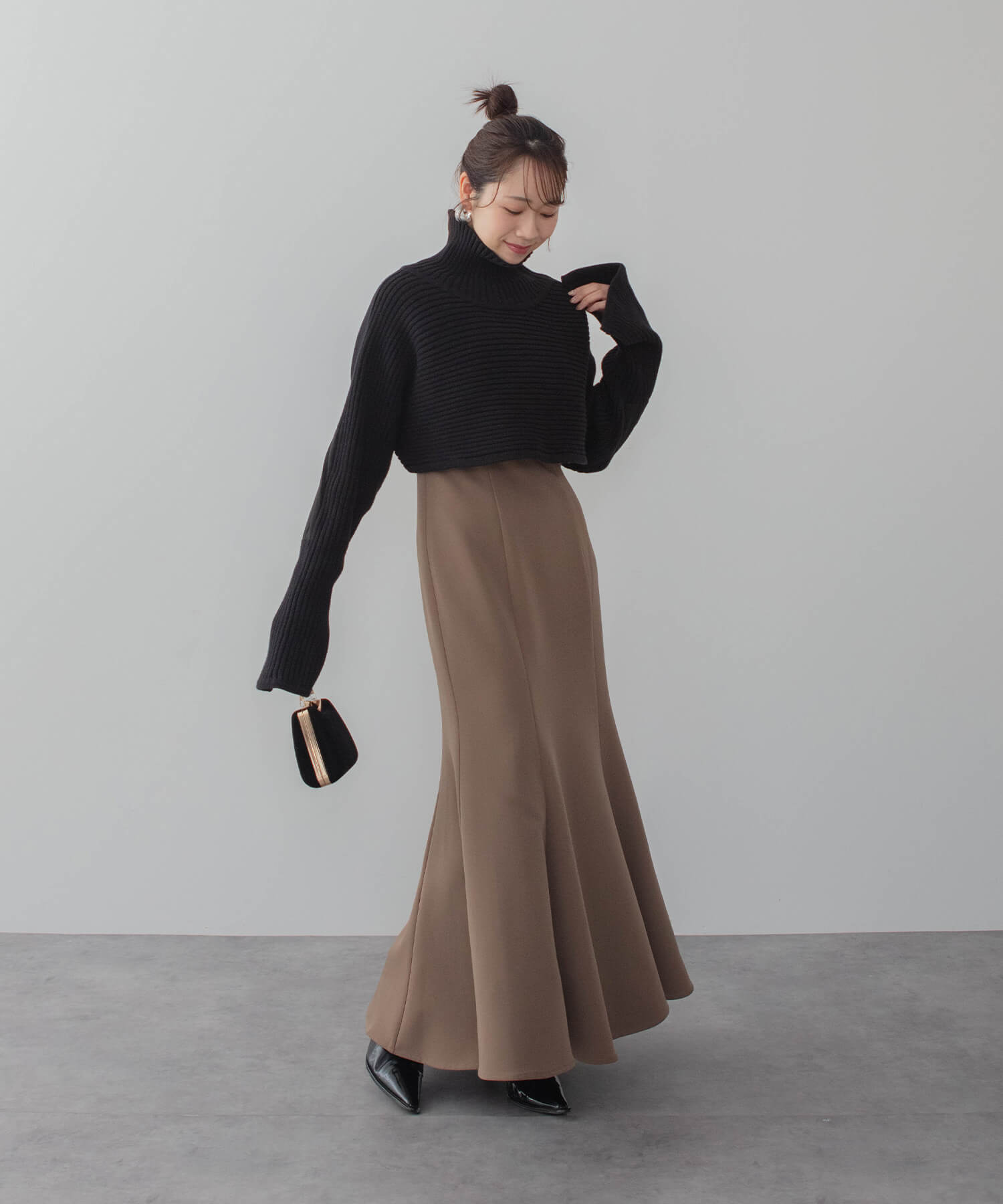 【当日発送】フラワーモチーフアシンメトリーチュールマーメイドワンピースドレス