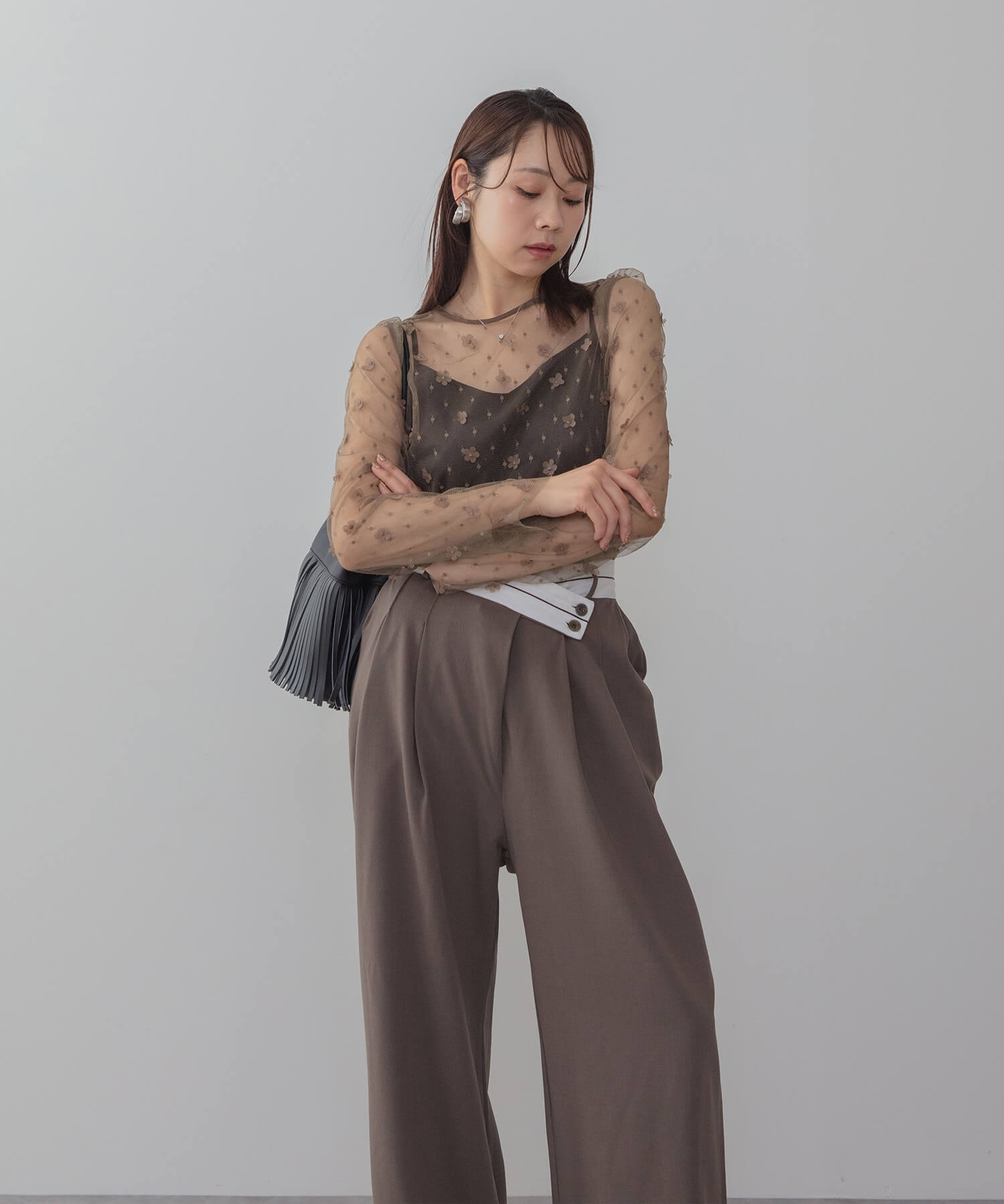 【当日発送】フラワーモチーフアシンメトリーチュールマーメイドワンピースドレス