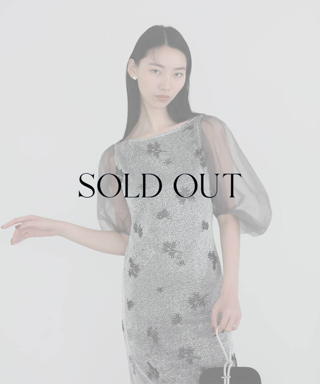 SOLD OUT】シアーパフスリーブグリッターIラインドレス