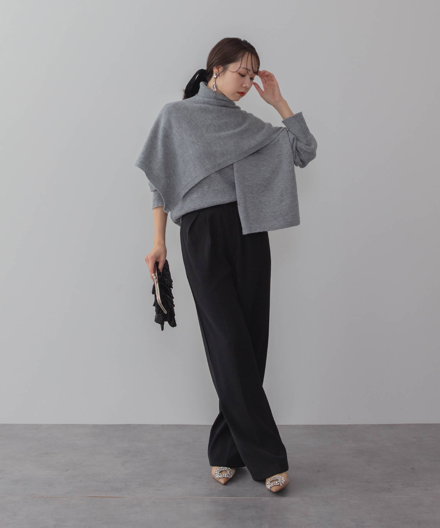 【当日発送】シアーチュールオフショルダーセットアップパンツドレス