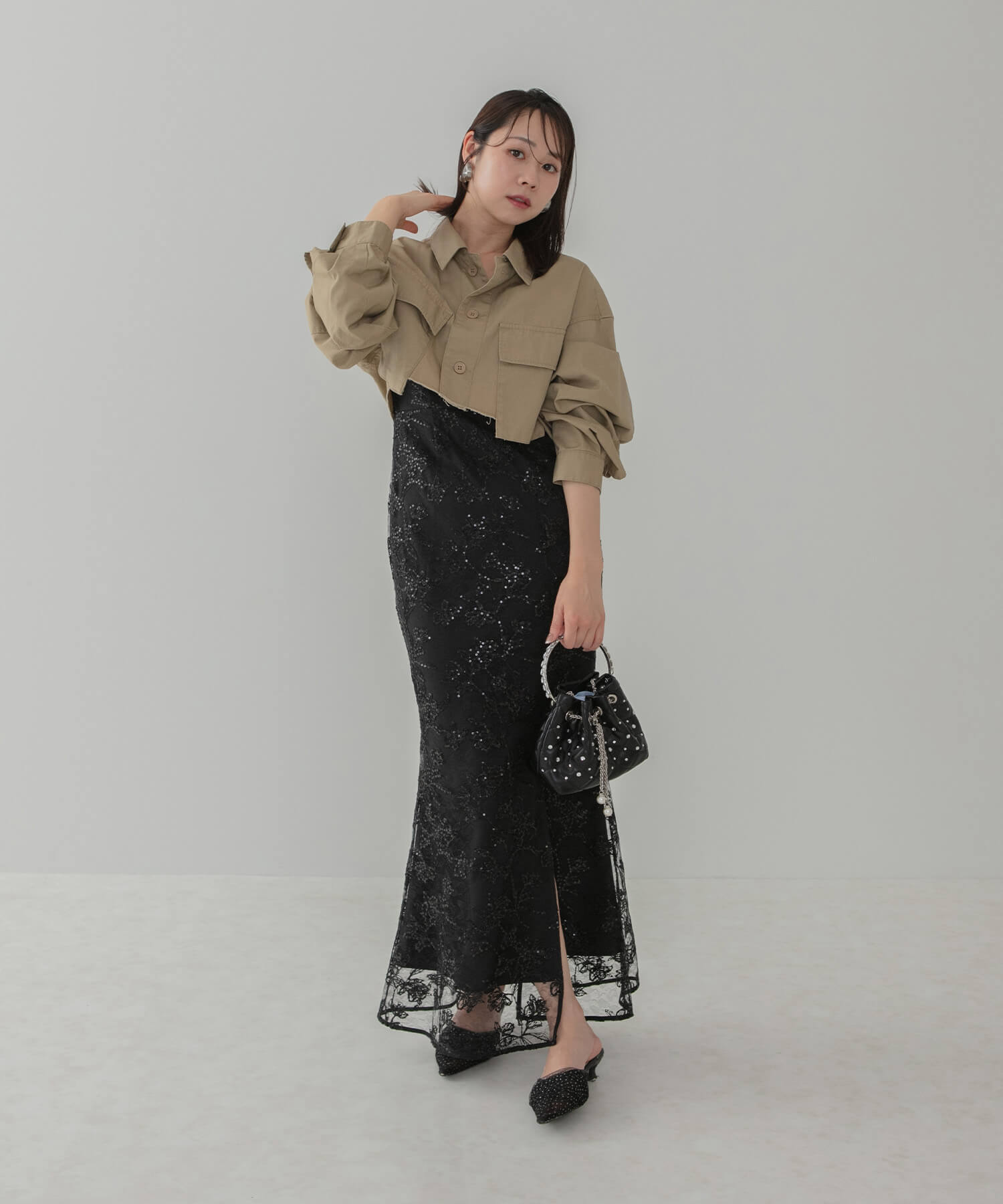 6.23【COMING SOON】チュールボレロスパンコールマーメイドワンピースドレス