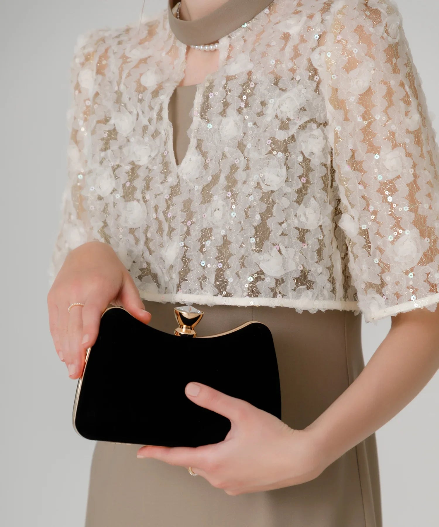 当日発送】クリスタルモチーフベロア3WAYハンドバッグ