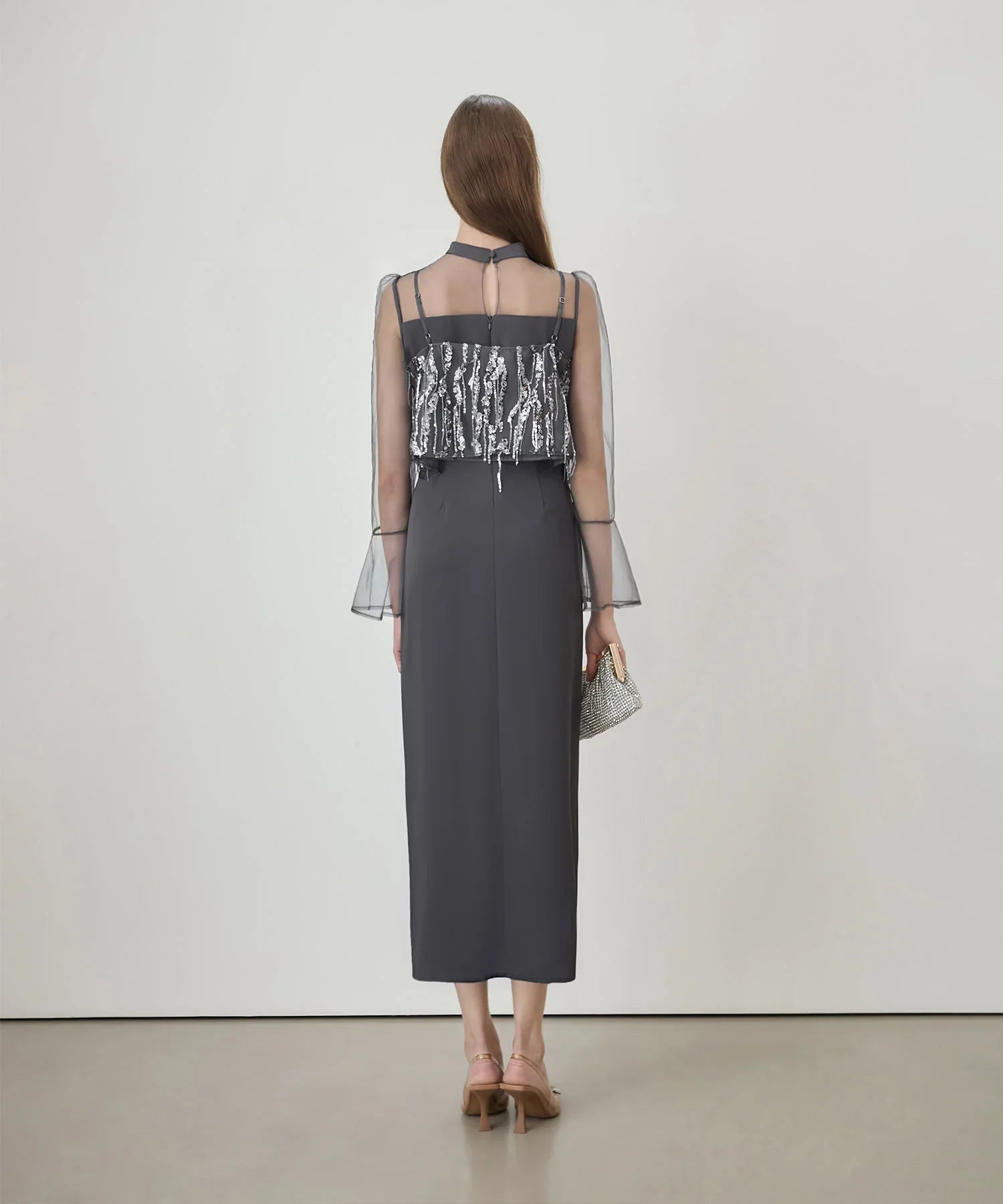 当日発送】2WAYスパンコールビスチェチュールIラインワンピース結婚式