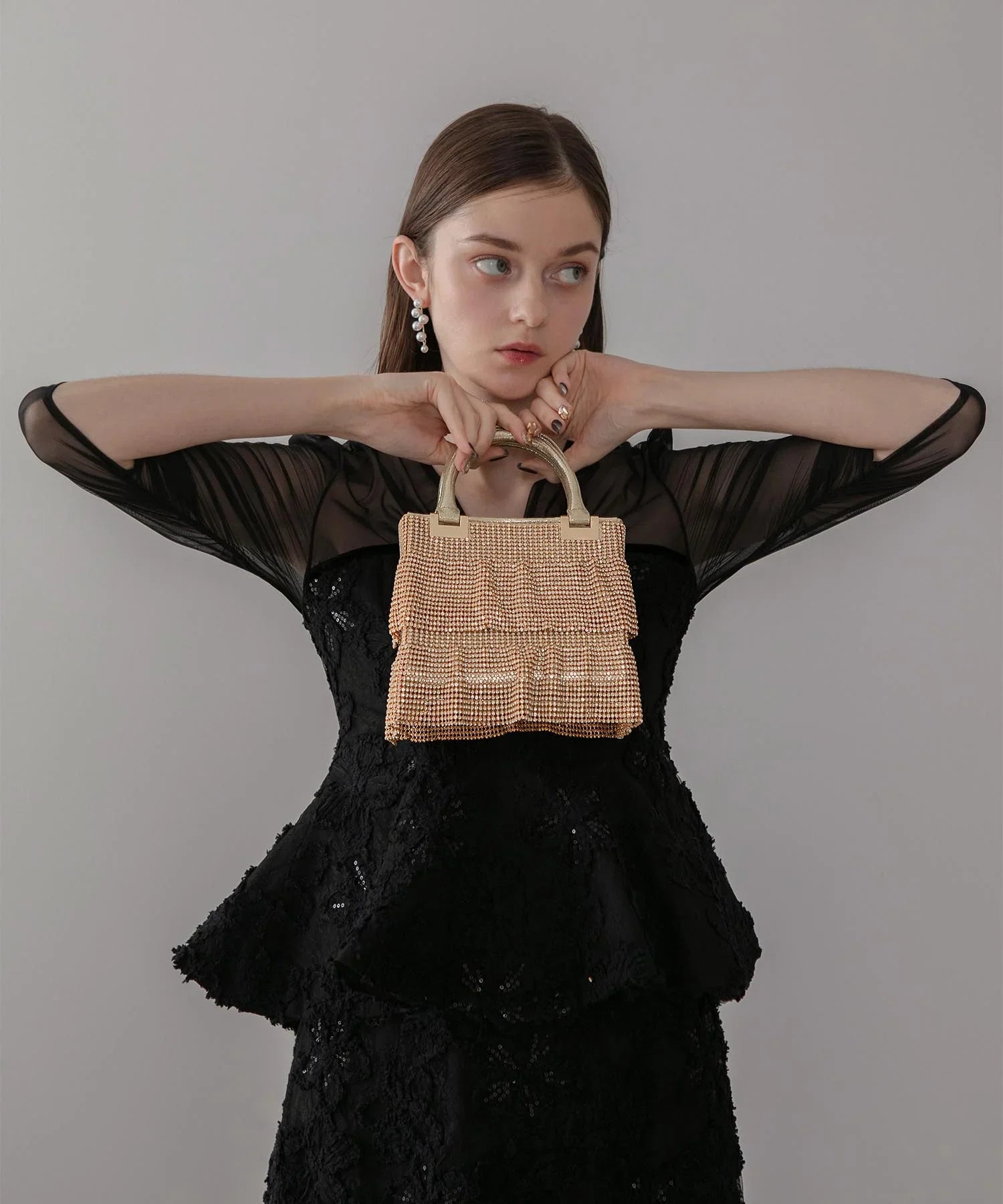 【当日発送】グリッターフリル2WAYハンドバッグ