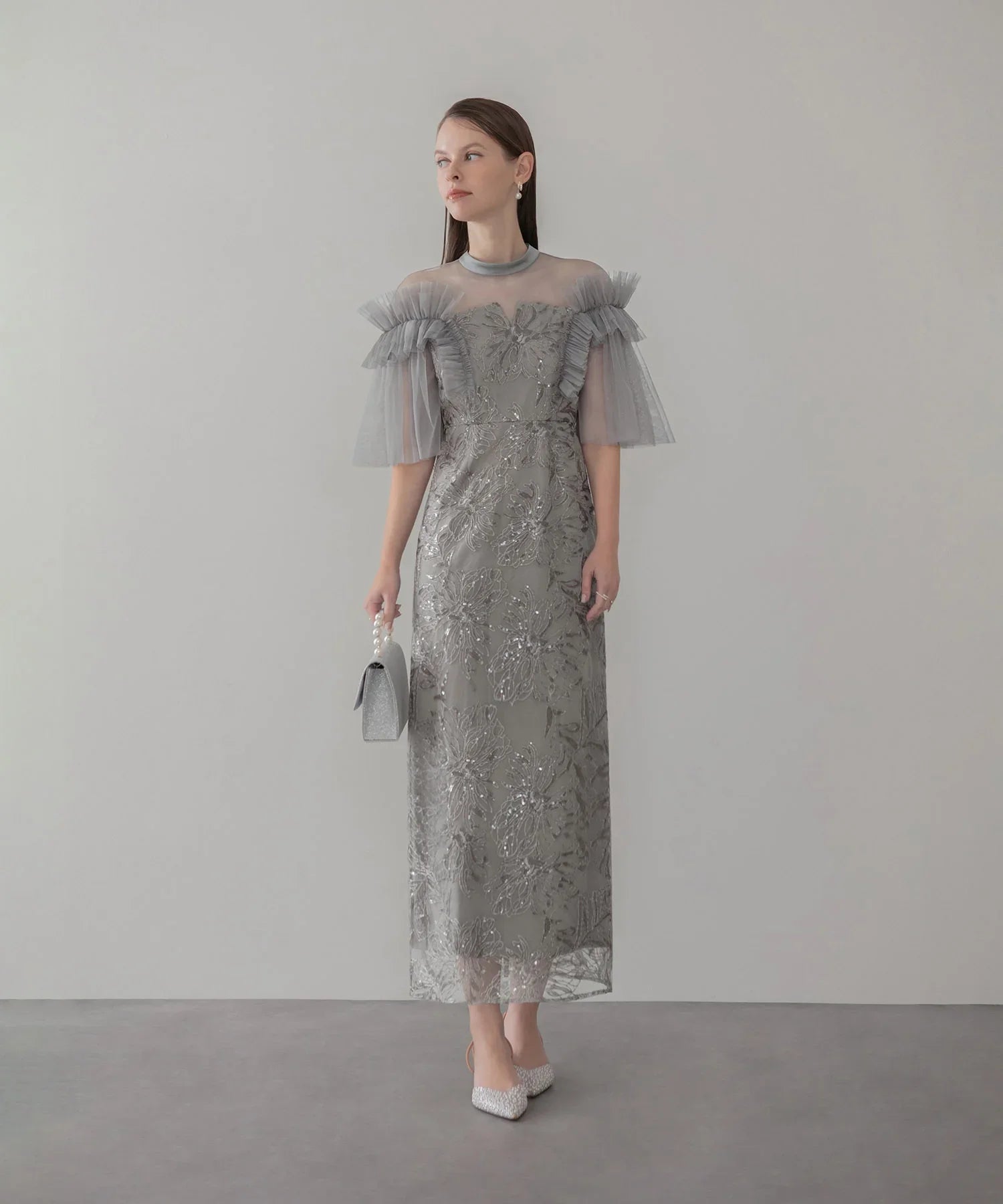 Leja フリルショルダーストーンIラインドレス Leja｜LEJA-フリル