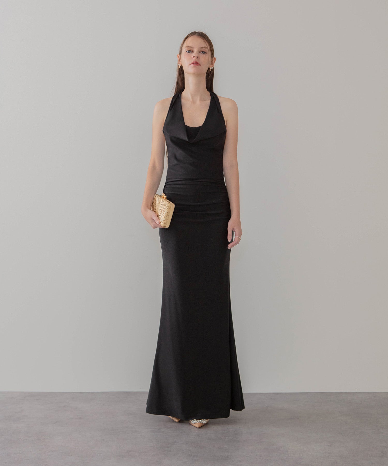 【LEJA LUXE】2WAYシアーレースグローブクラシックブラックマーメイドドレス