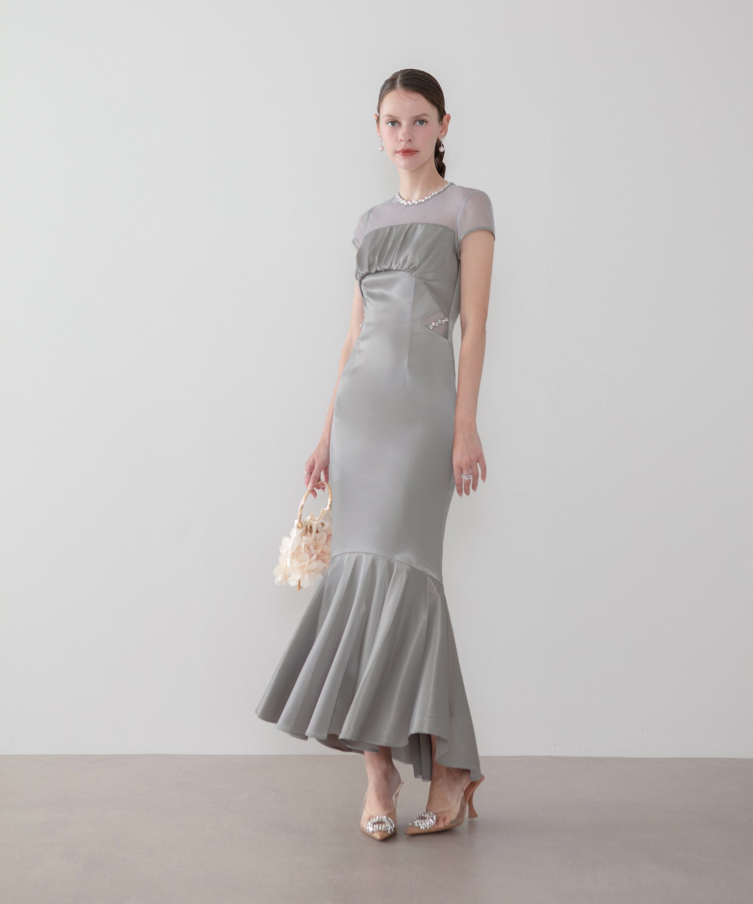 【LEJA LUXE】ビジューネックフィッシュテールマーメイドドレス