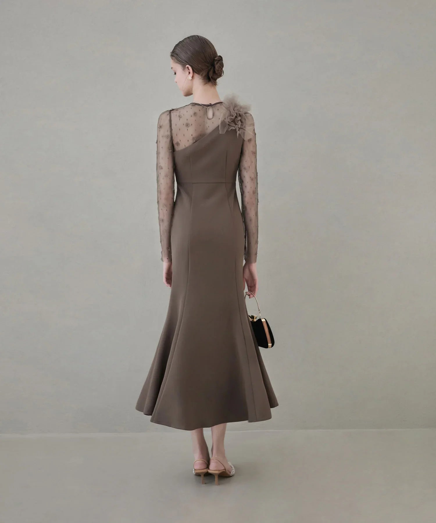 当日発送】フラワーモチーフアシンメトリーチュールマーメイド