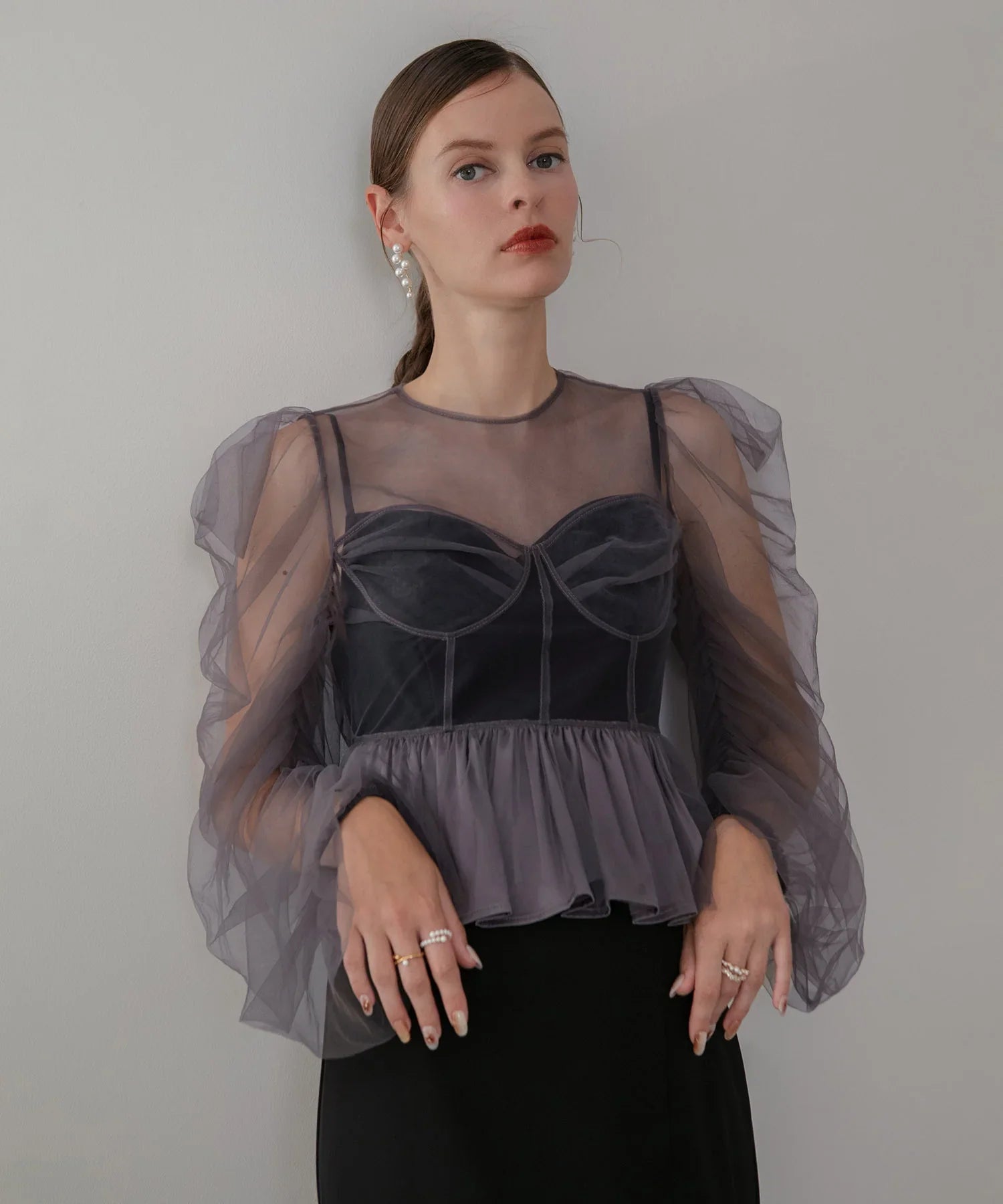 【当日発送】チュールペプラムトップスセットキャミワンピースドレス