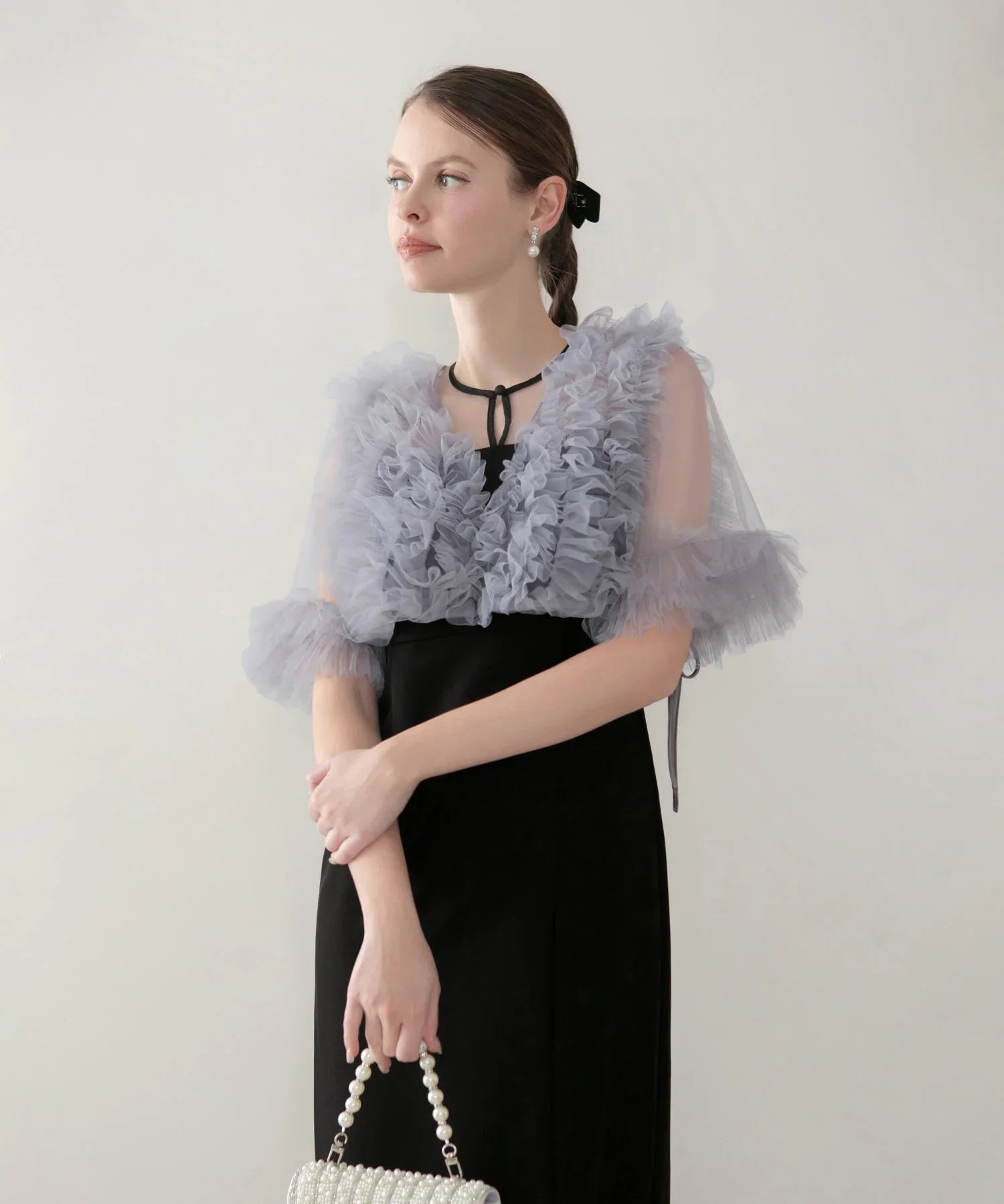 a　【LEJA】チュールフリルビスチェIラインドレスワンピース2点セット Leja（レジャ） ドレス 「LEJA」チュールフリルビスチェIラインドレス