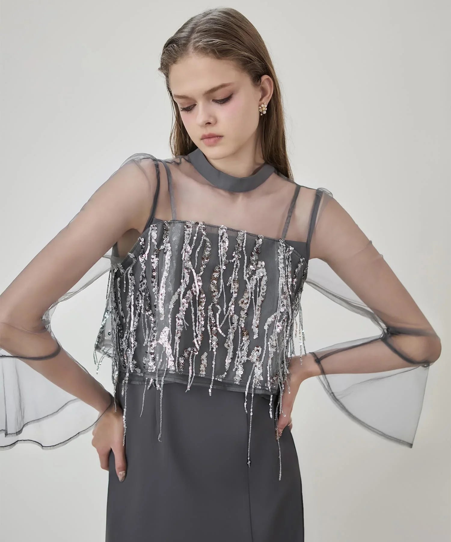 当日発送】2WAYスパンコールビスチェチュールIラインワンピース結婚式