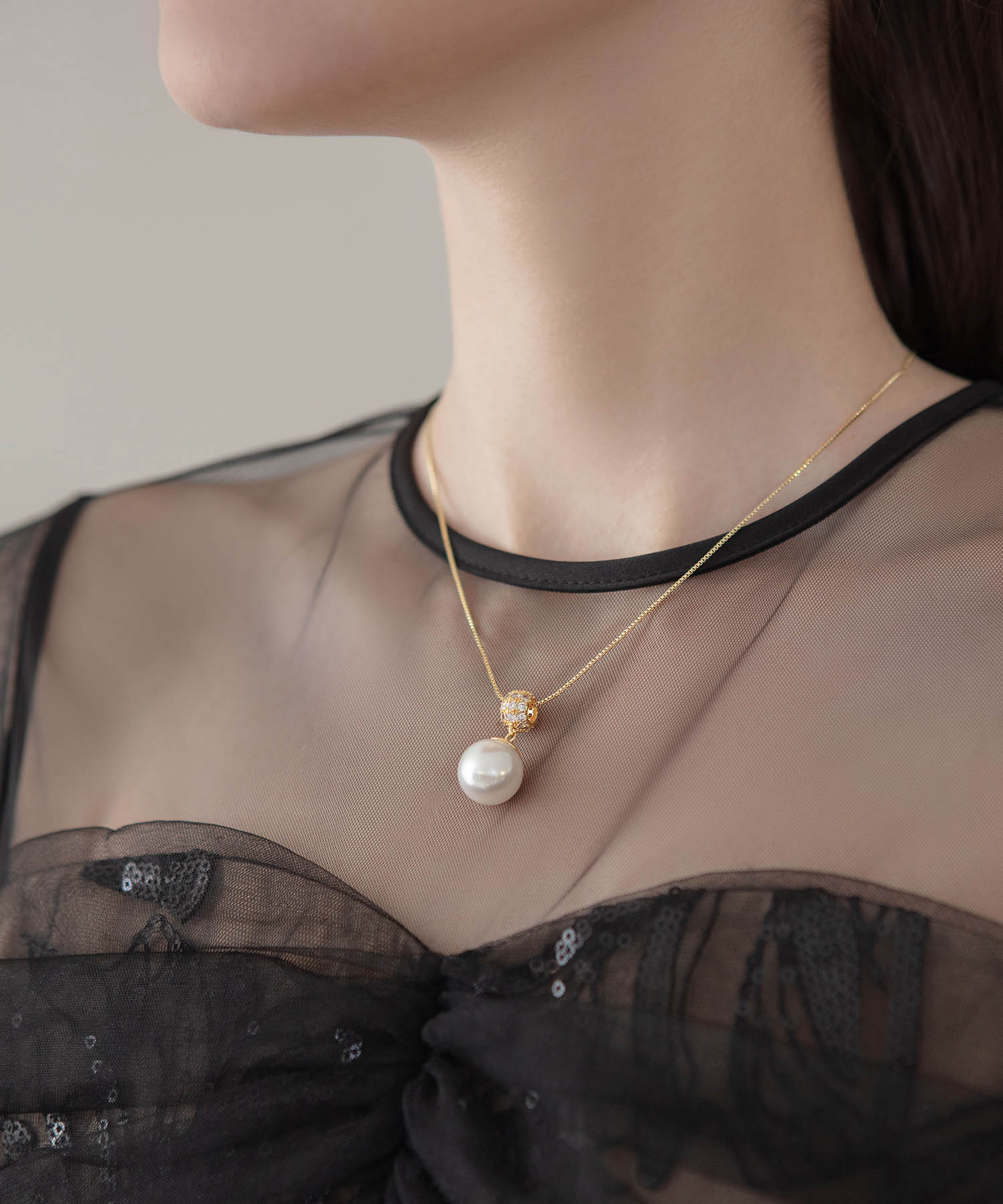 【COMING SOON】ゴールドストーンパールペンダントネックレス