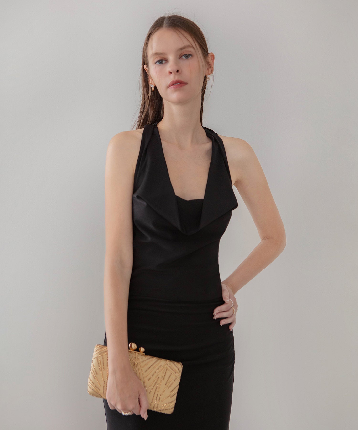 【LEJA LUXE】2WAYシアーレースグローブクラシックブラックマーメイドドレス