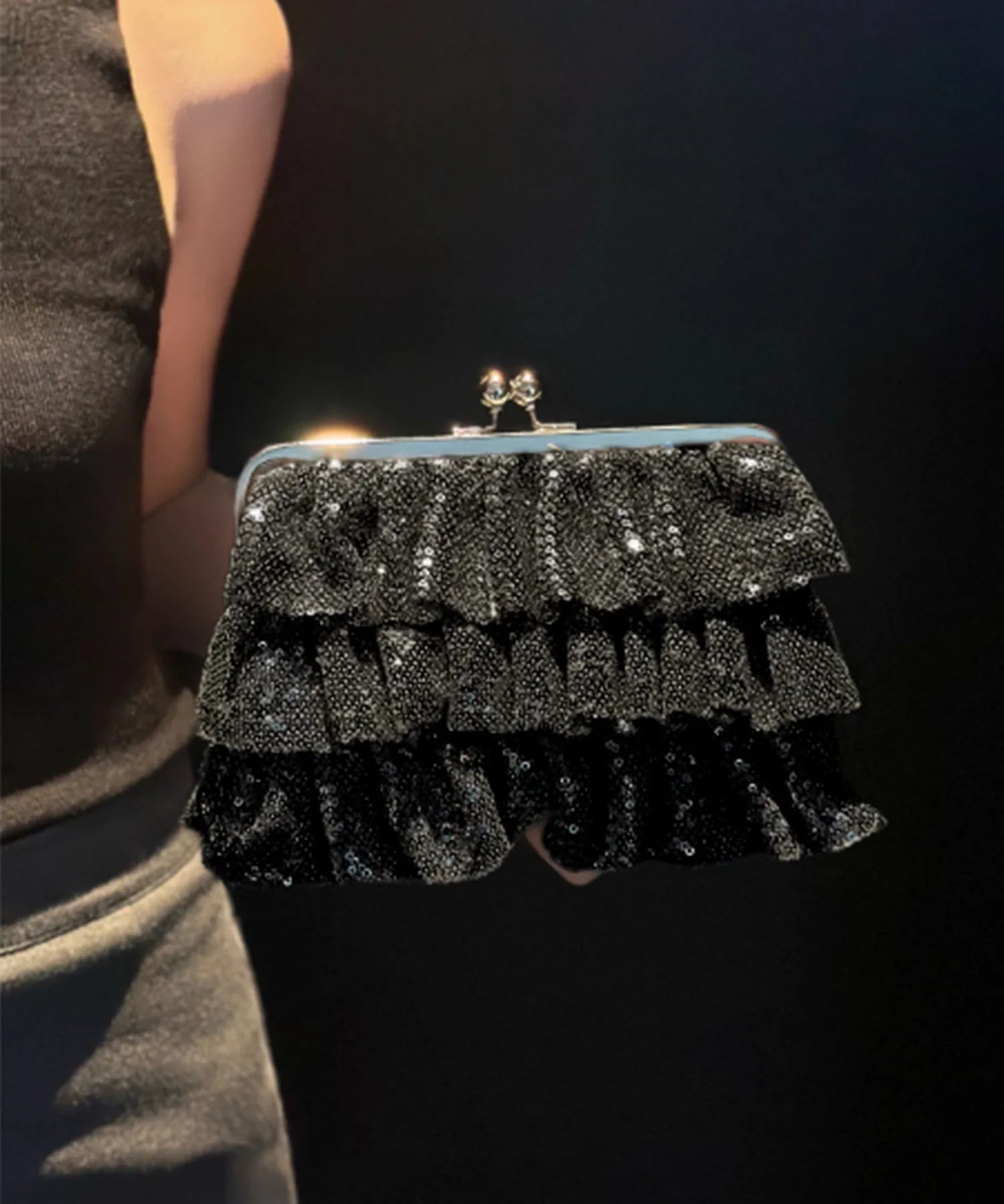 【当日発送】スパンコールフリルデザイン2WAYバッグ