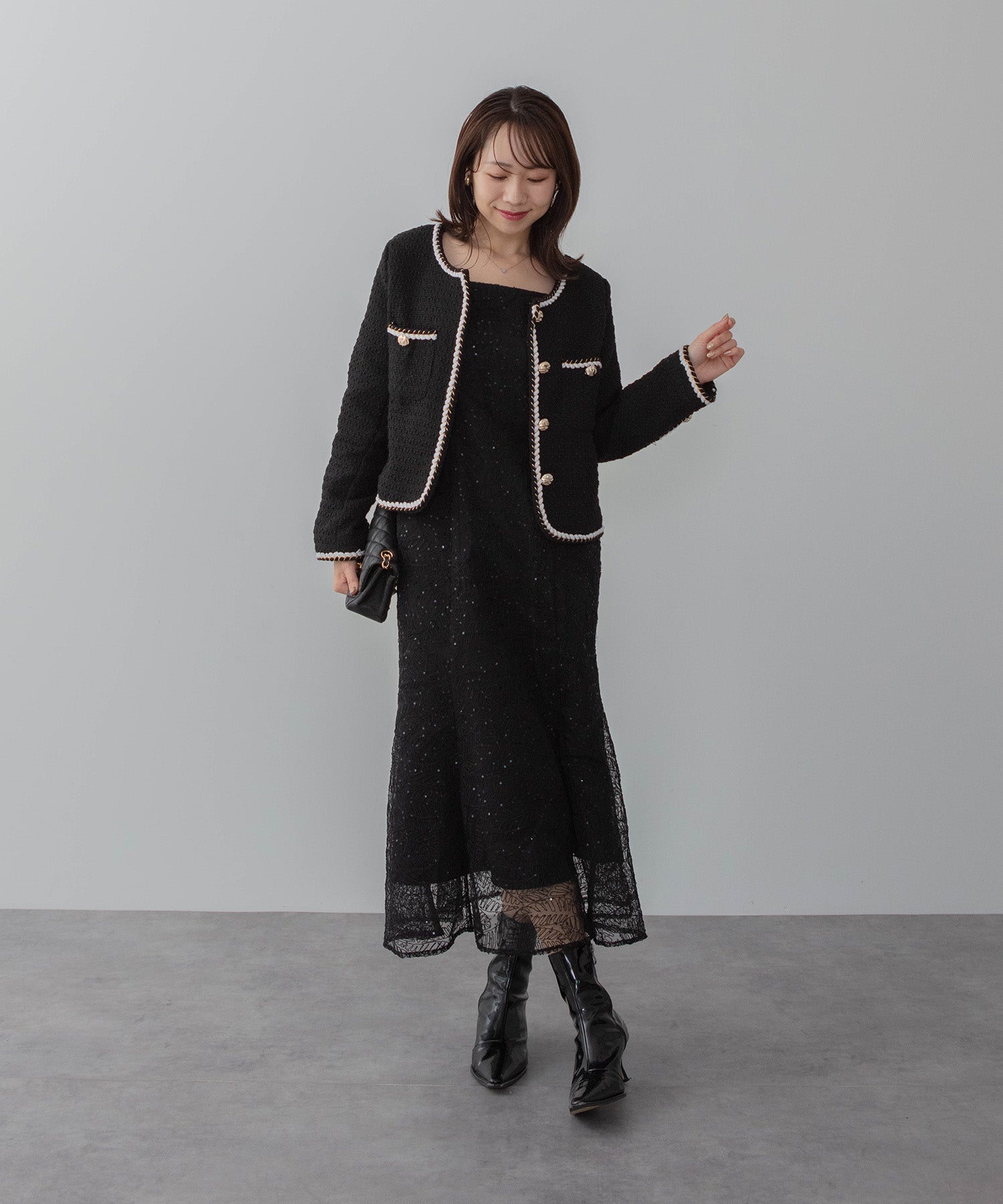 [Some items will be shipped the same day] Sequin Botanical Mermaid Bolero 2WAY Dress