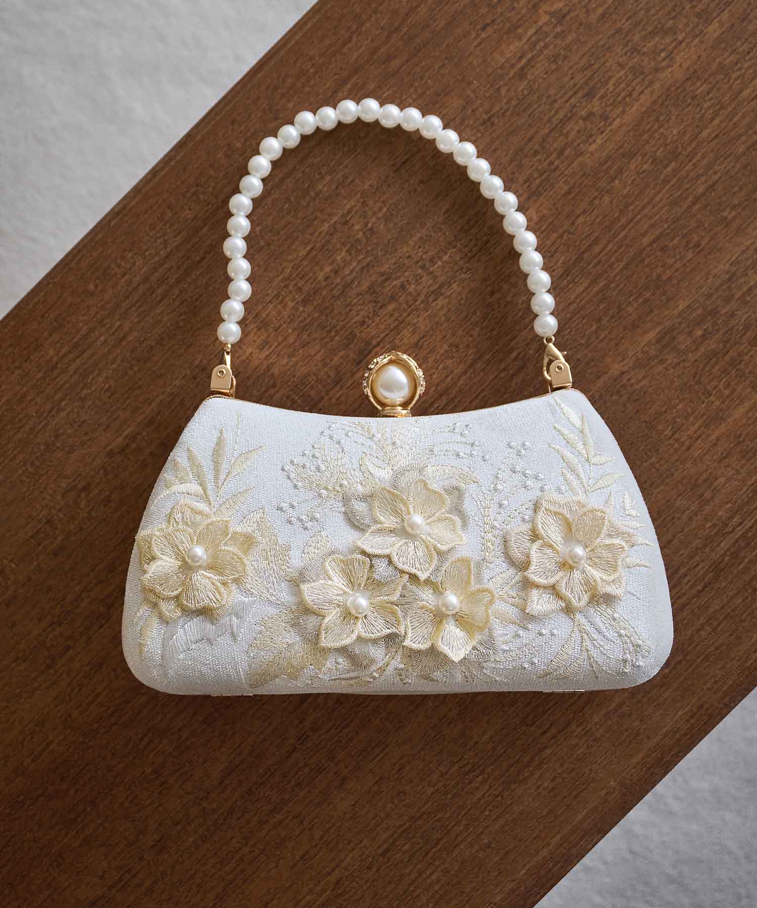 【当日発送】3WAYフラワーパールハンドルパーティーバッグ