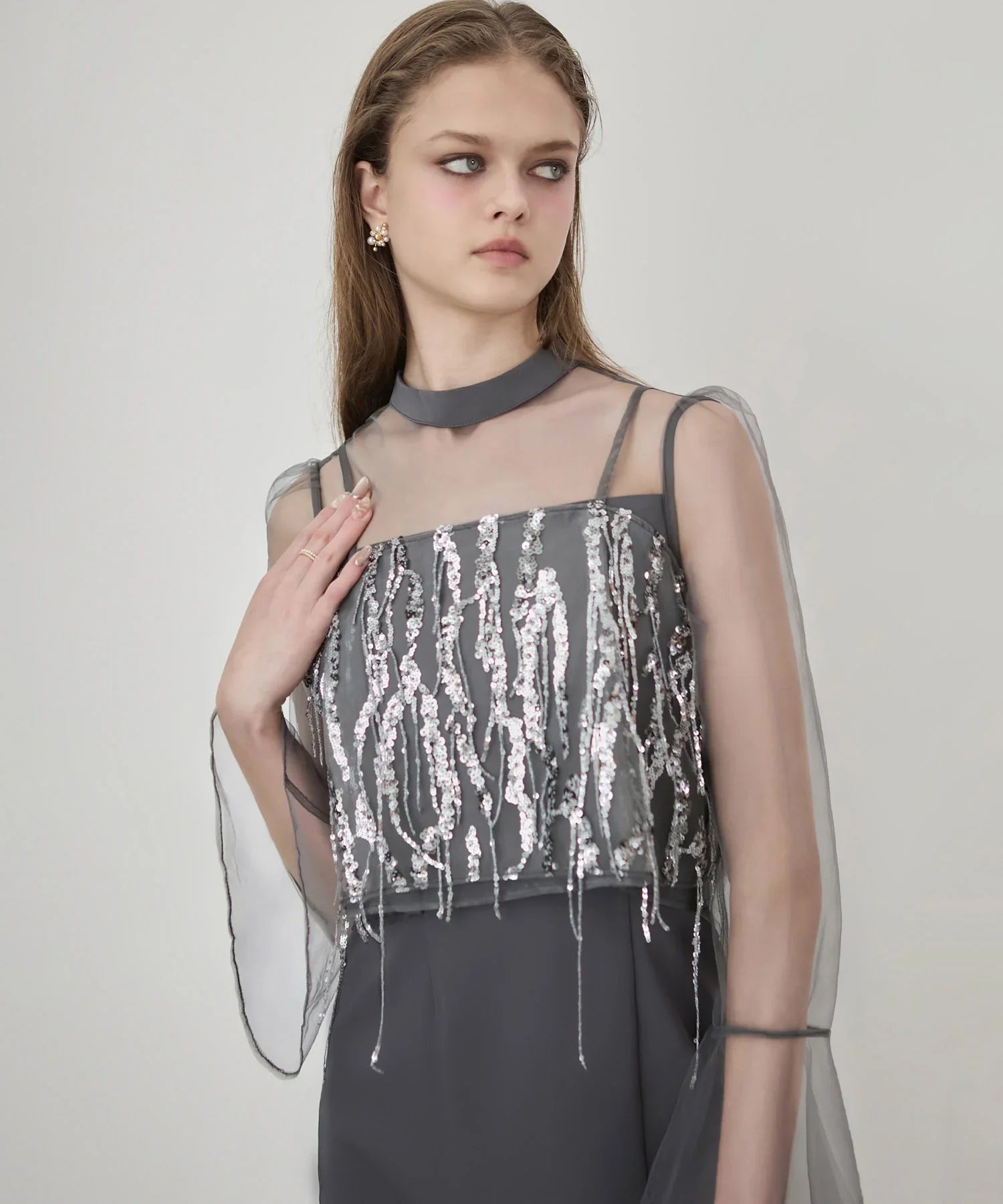 【当日発送】2WAYスパンコールビスチェチュールIラインワンピースドレス