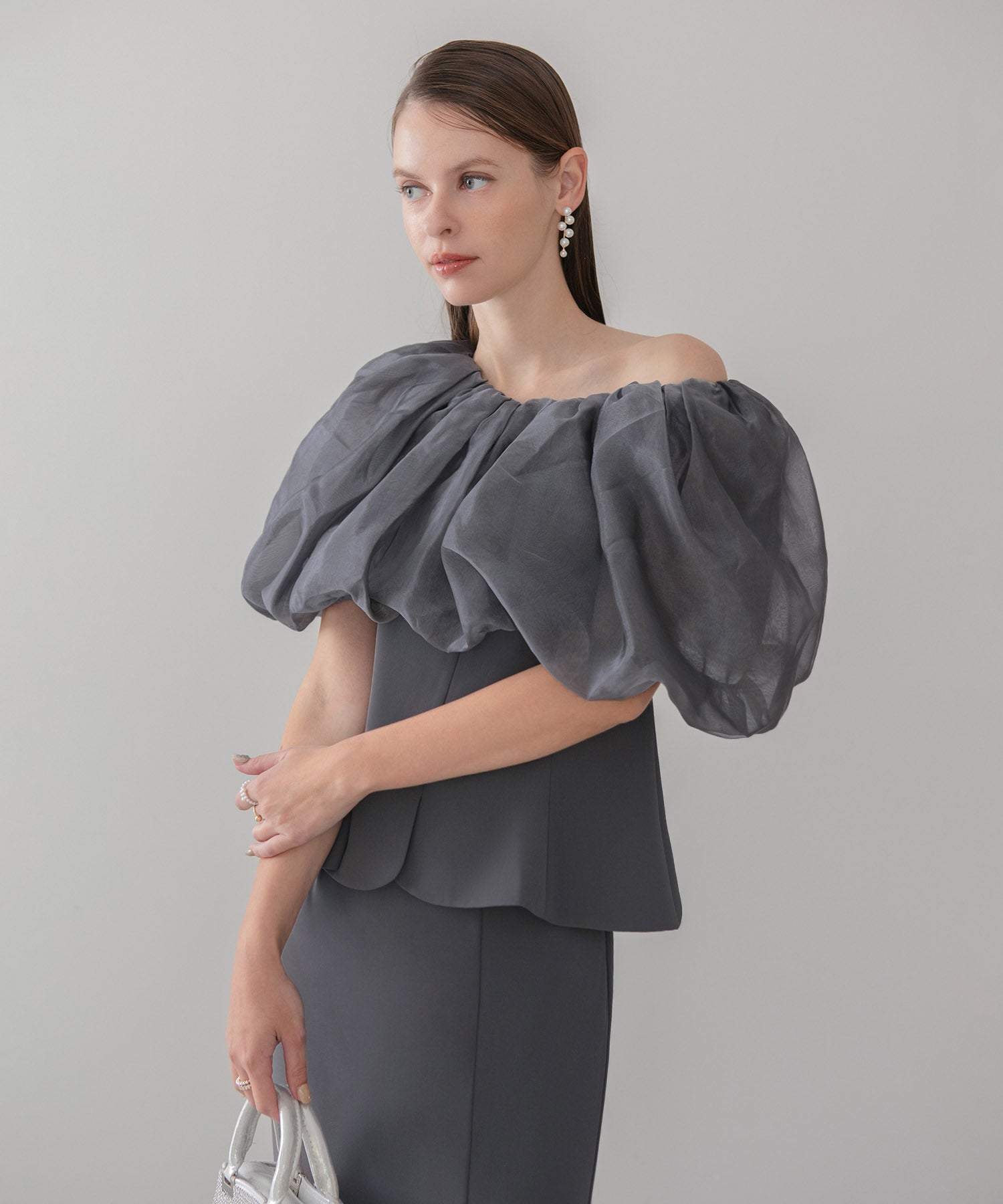 【当日発送】シアーチュールオフショルセットアップドレス