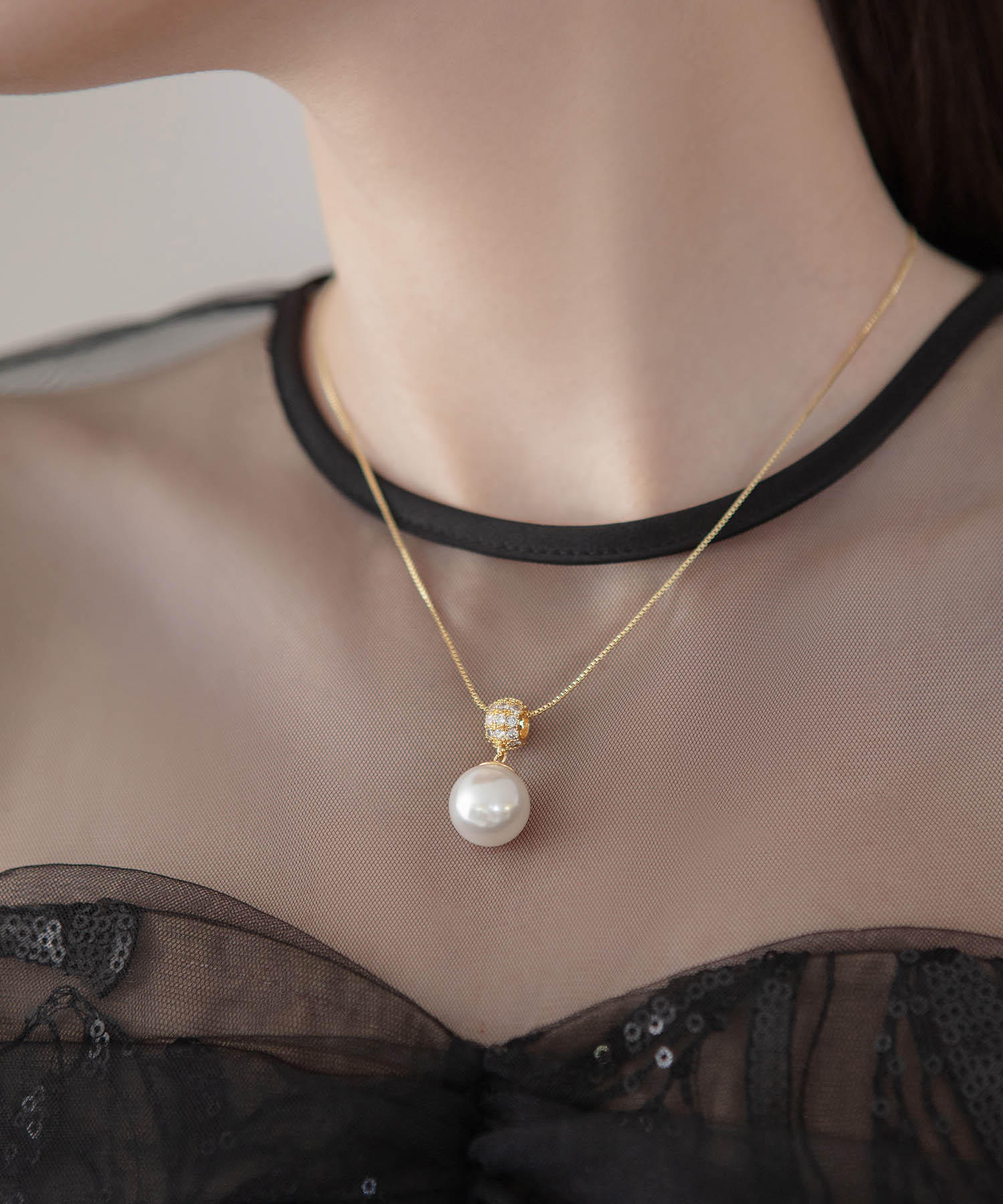 【COMING SOON】ゴールドストーンパールペンダントネックレス