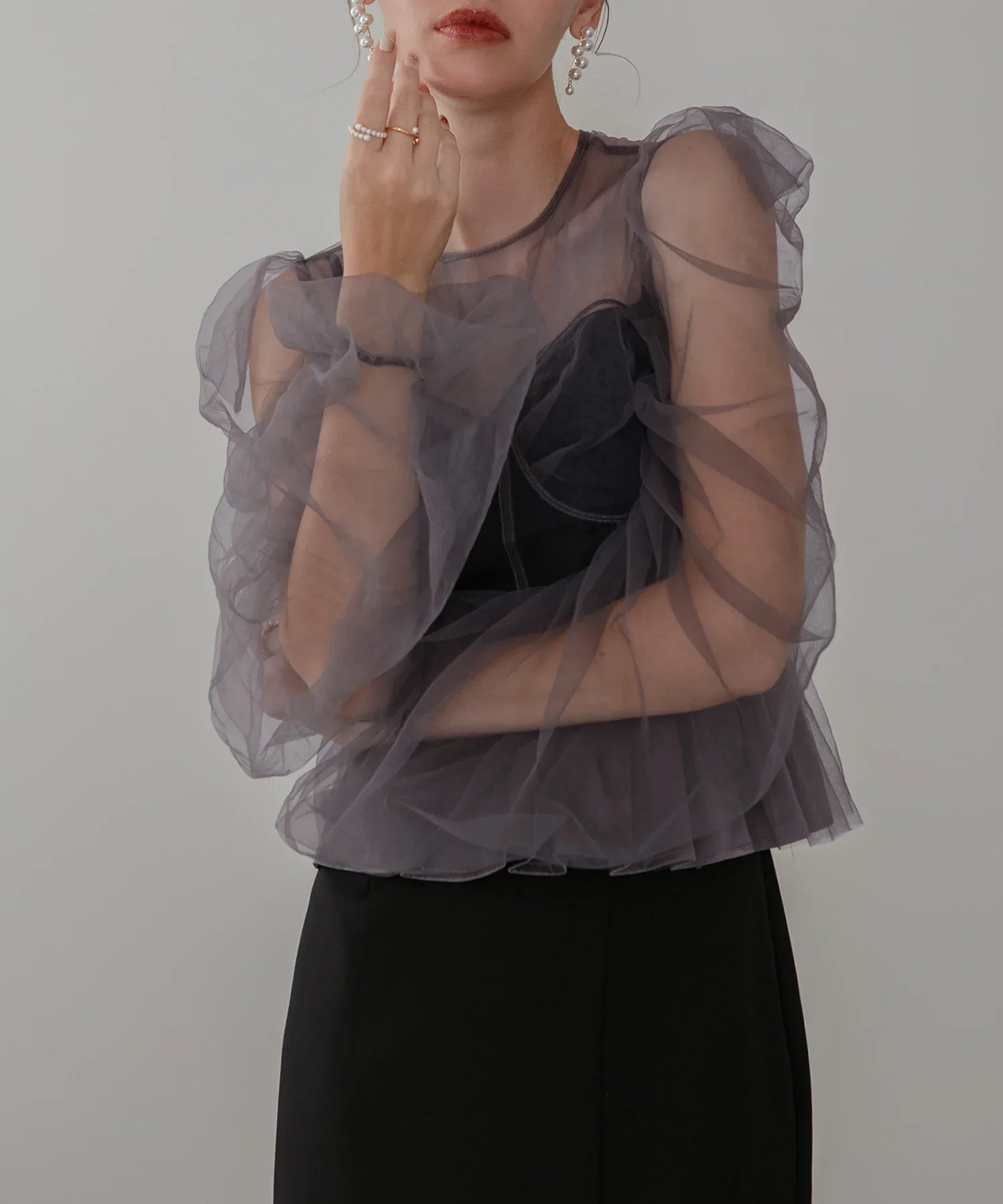 【当日発送】チュールペプラムトップスセットキャミワンピースドレス