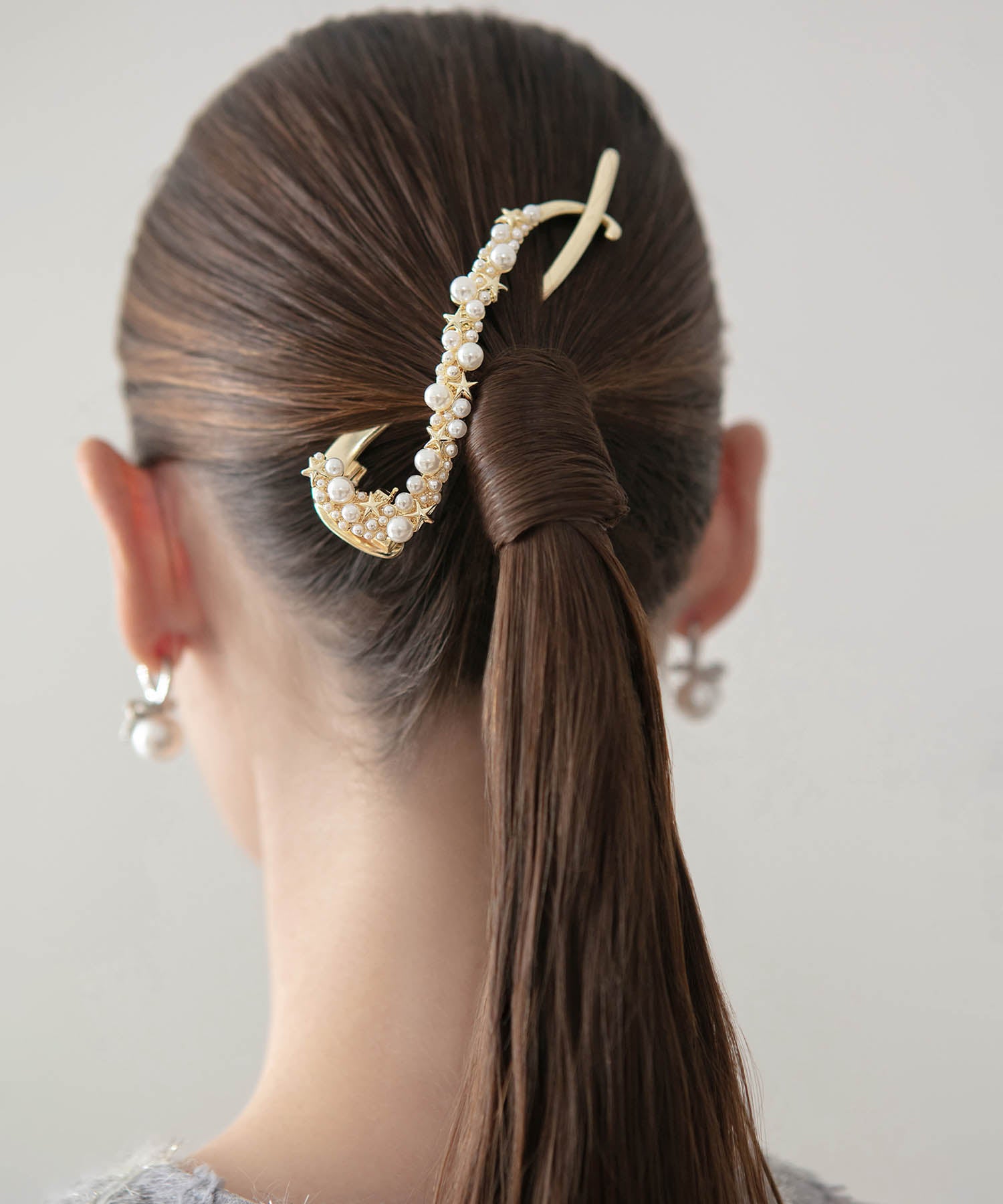 【当日発送】パールスタービジューメタルニュアンスヘアクリップ