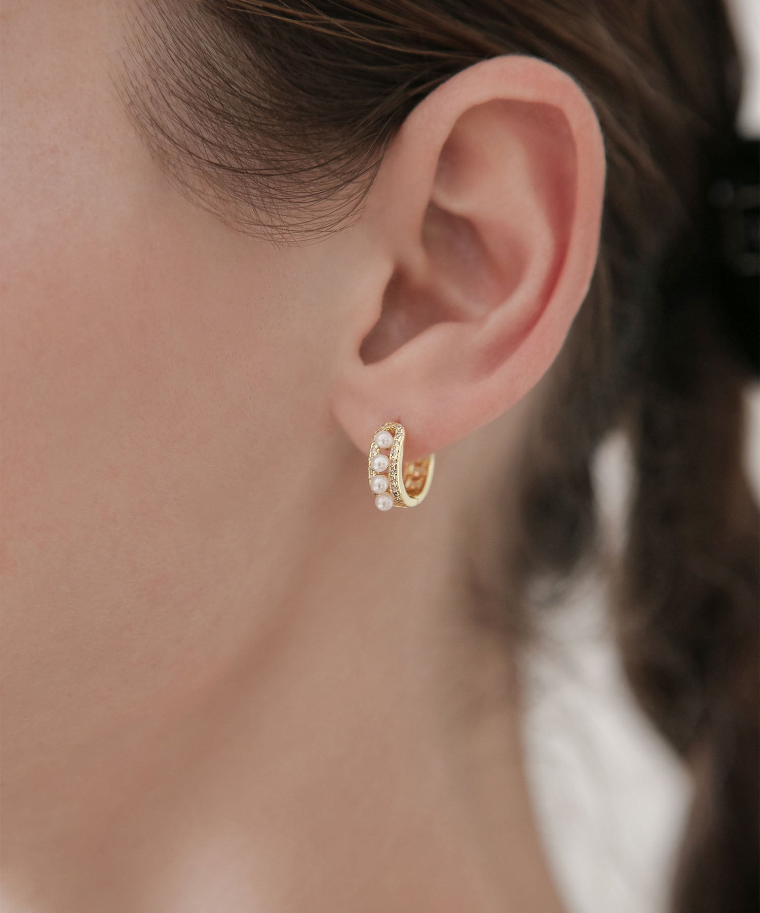 【当日発送】パールフープエレガントピアス