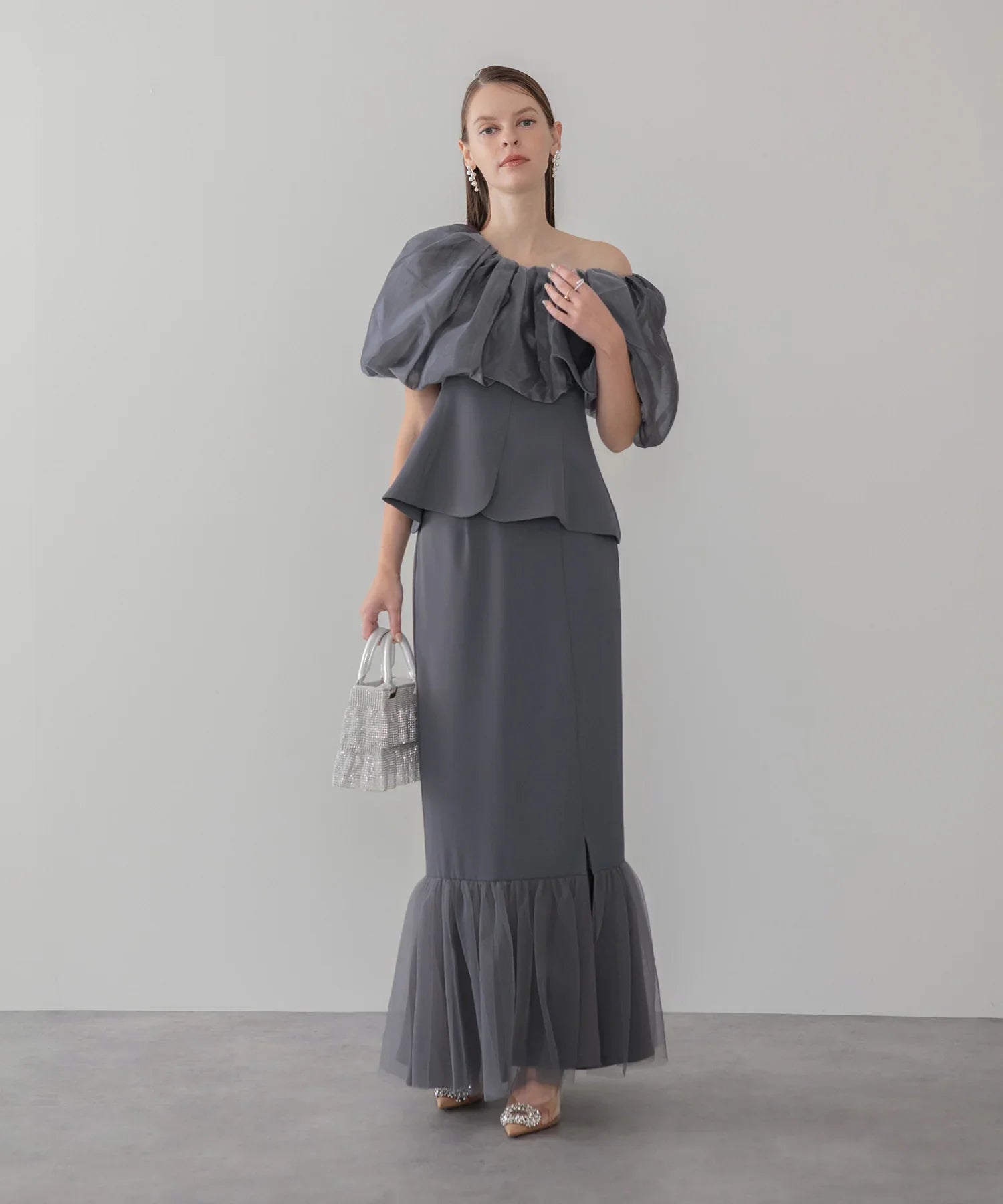 当日発送】シアーチュールオフショルセットアップドレス