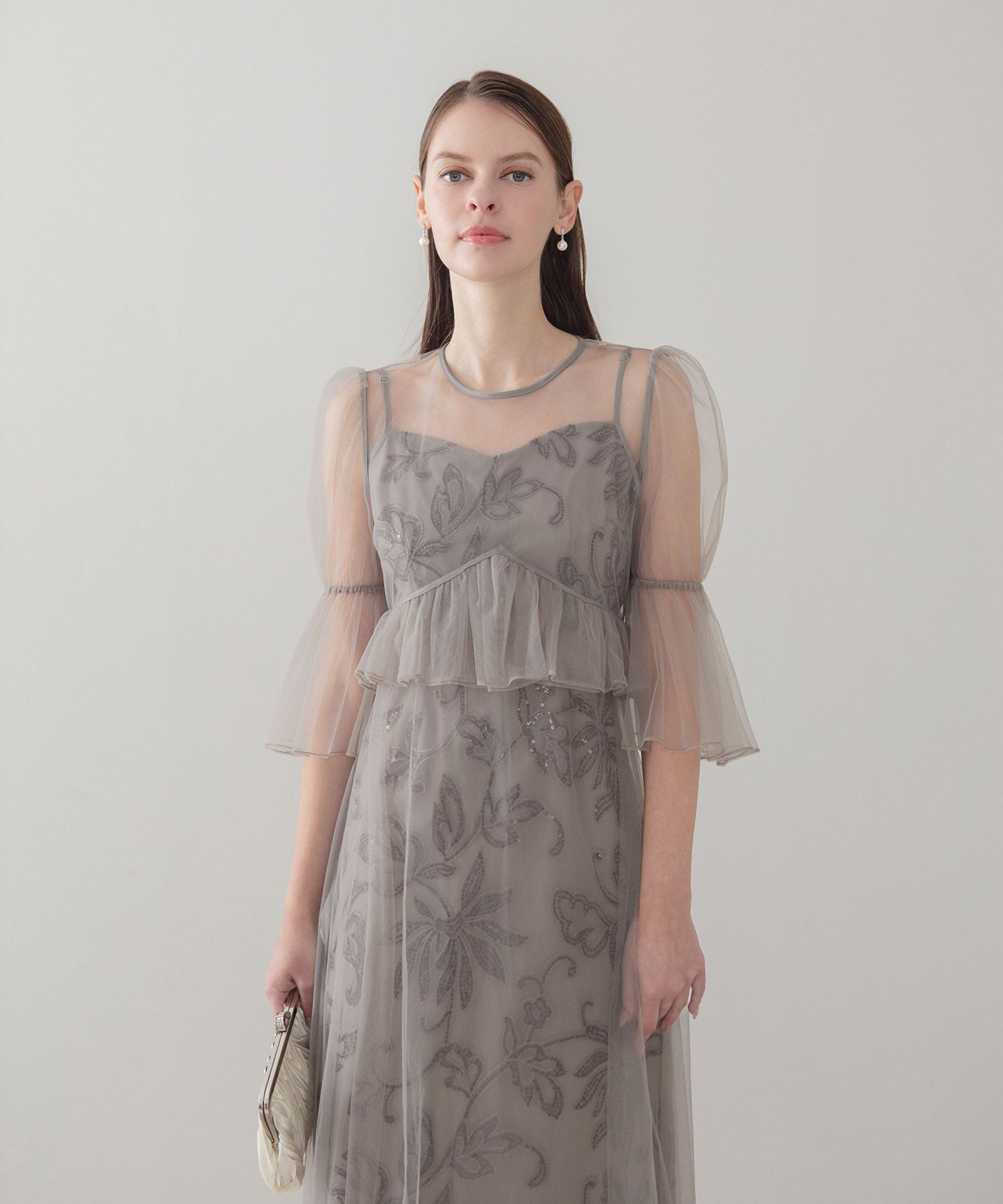 【COMING SOON】フラワースパンコールチュールシアーワンピースキャミワンピースドレス