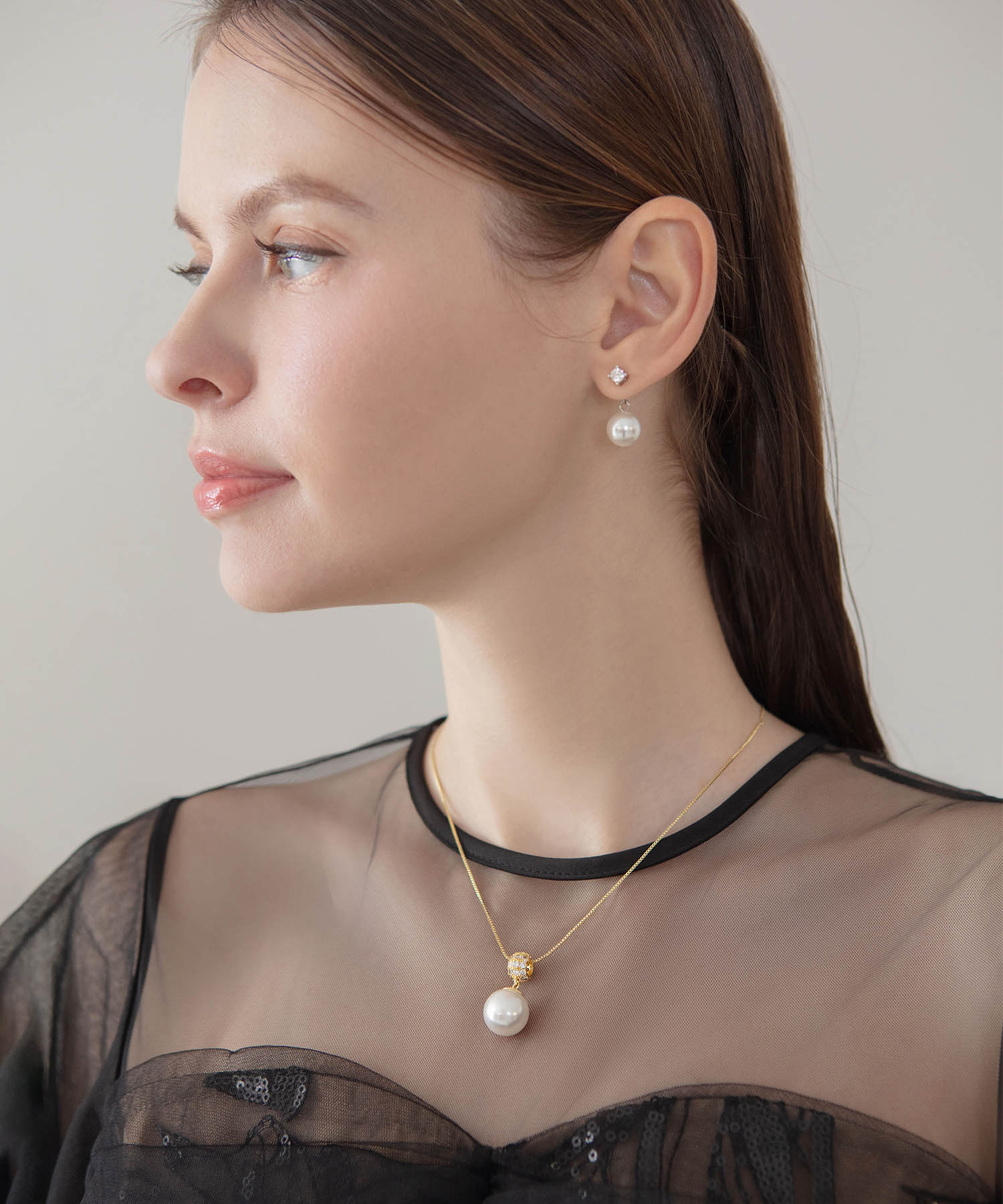 【COMING SOON】ゴールドストーンパールペンダントネックレス