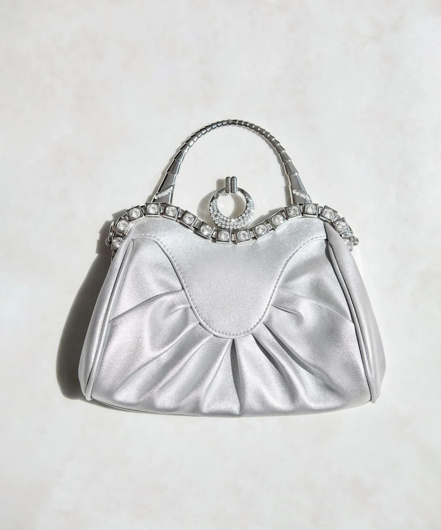 当日発送】フェイクレザープリーツデザインビジュー2WAYショルダーバッグ