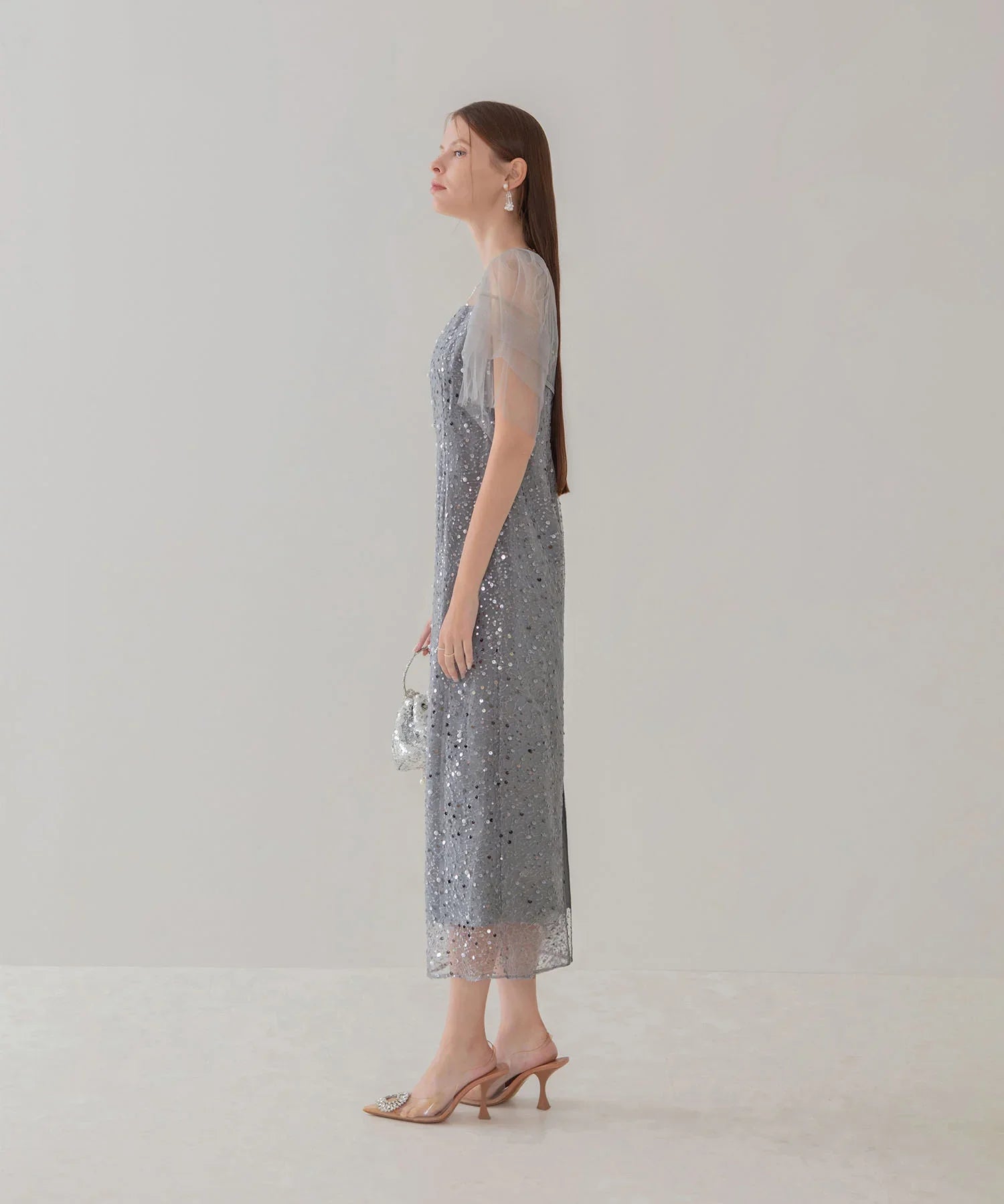 【当日発送】スパンコールパールミックスボレロIラインワンピースドレス