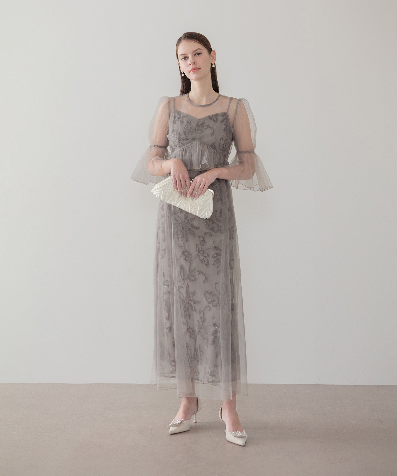 【COMING SOON】フラワースパンコールチュールシアーワンピースキャミワンピースドレス