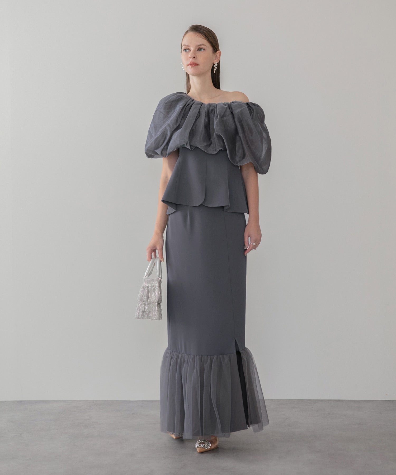 【当日発送】シアーチュールオフショルセットアップドレス