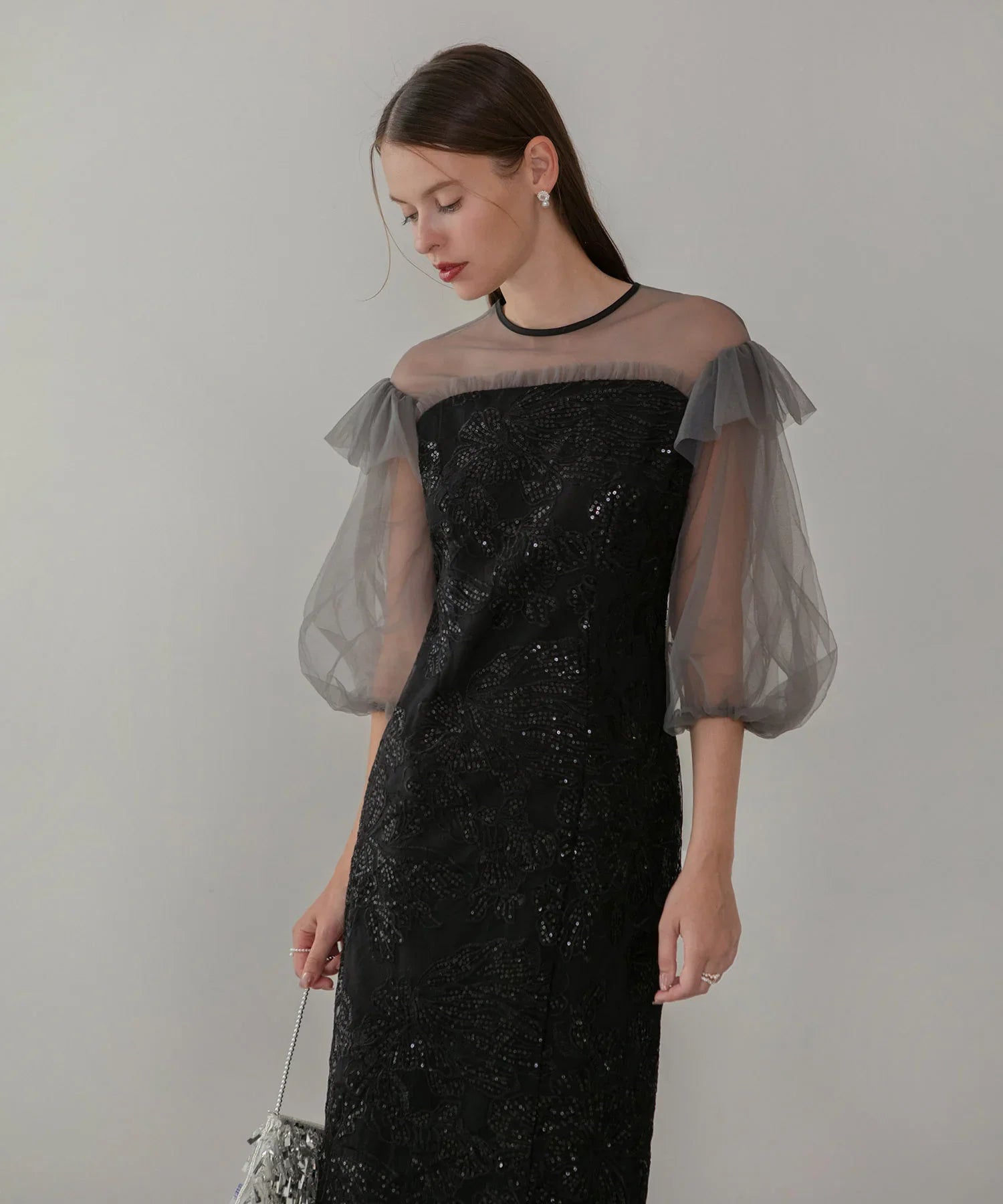 当日発送】フラワースパンコールシアーフリルスリーブIライン