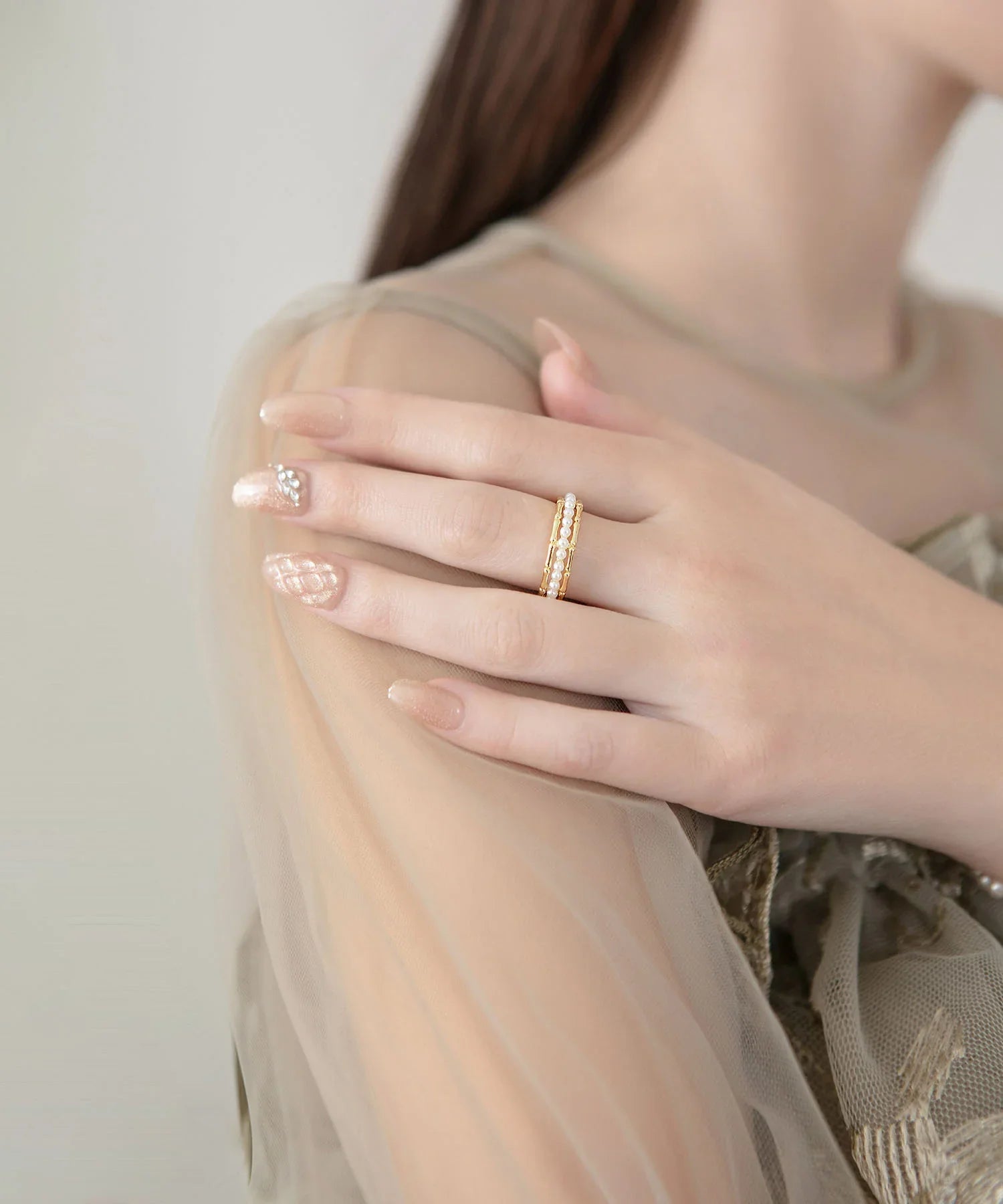 【当日発送】エタニティパールエッジゴールドリング