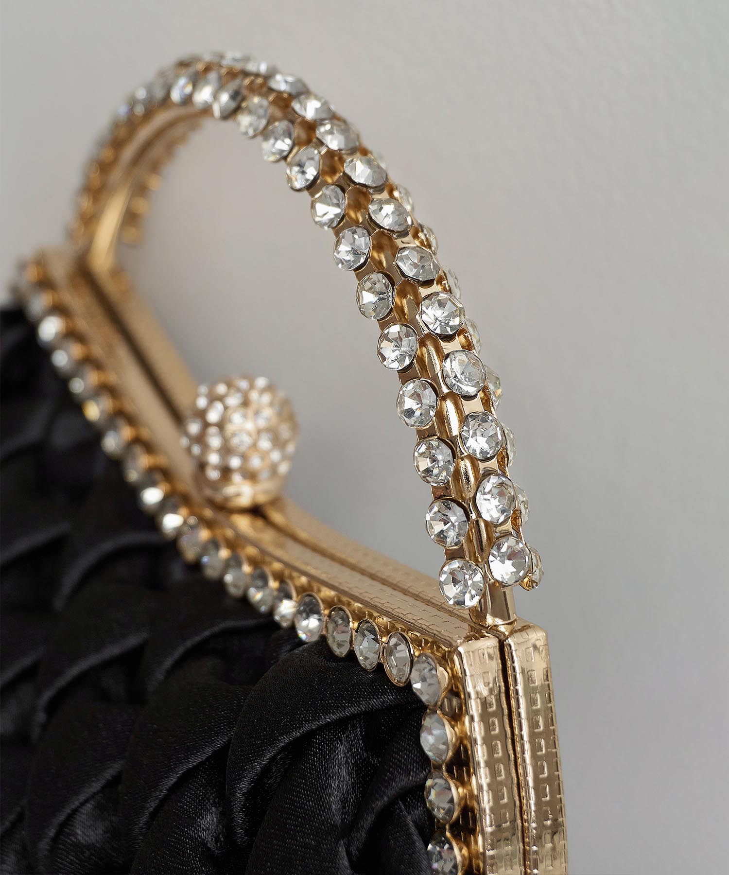 【一部当日発送】ビジューハンドルスモッキングサテン2WAYバッグ