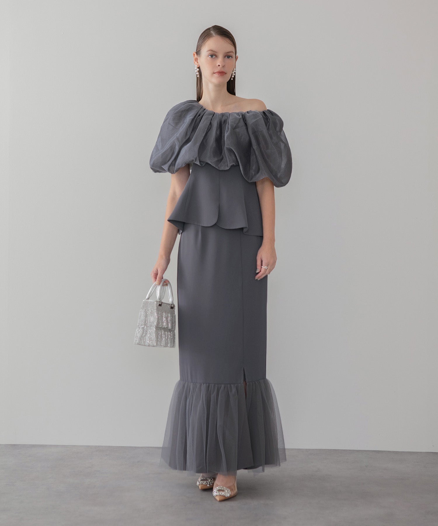 【当日発送】シアーチュールオフショルセットアップドレス