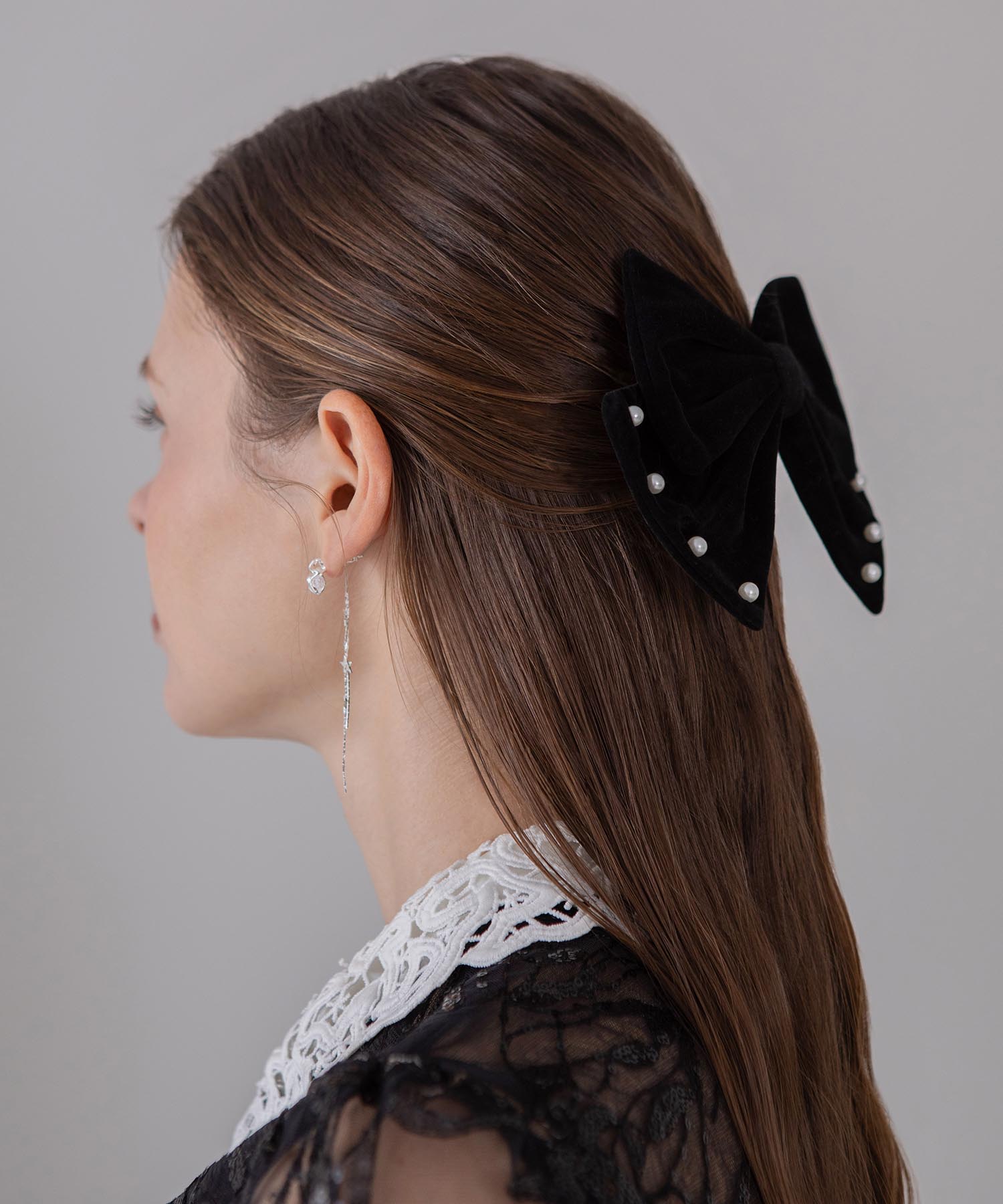 【COMING SOON】ベロアパールビッグリボンバレッタ