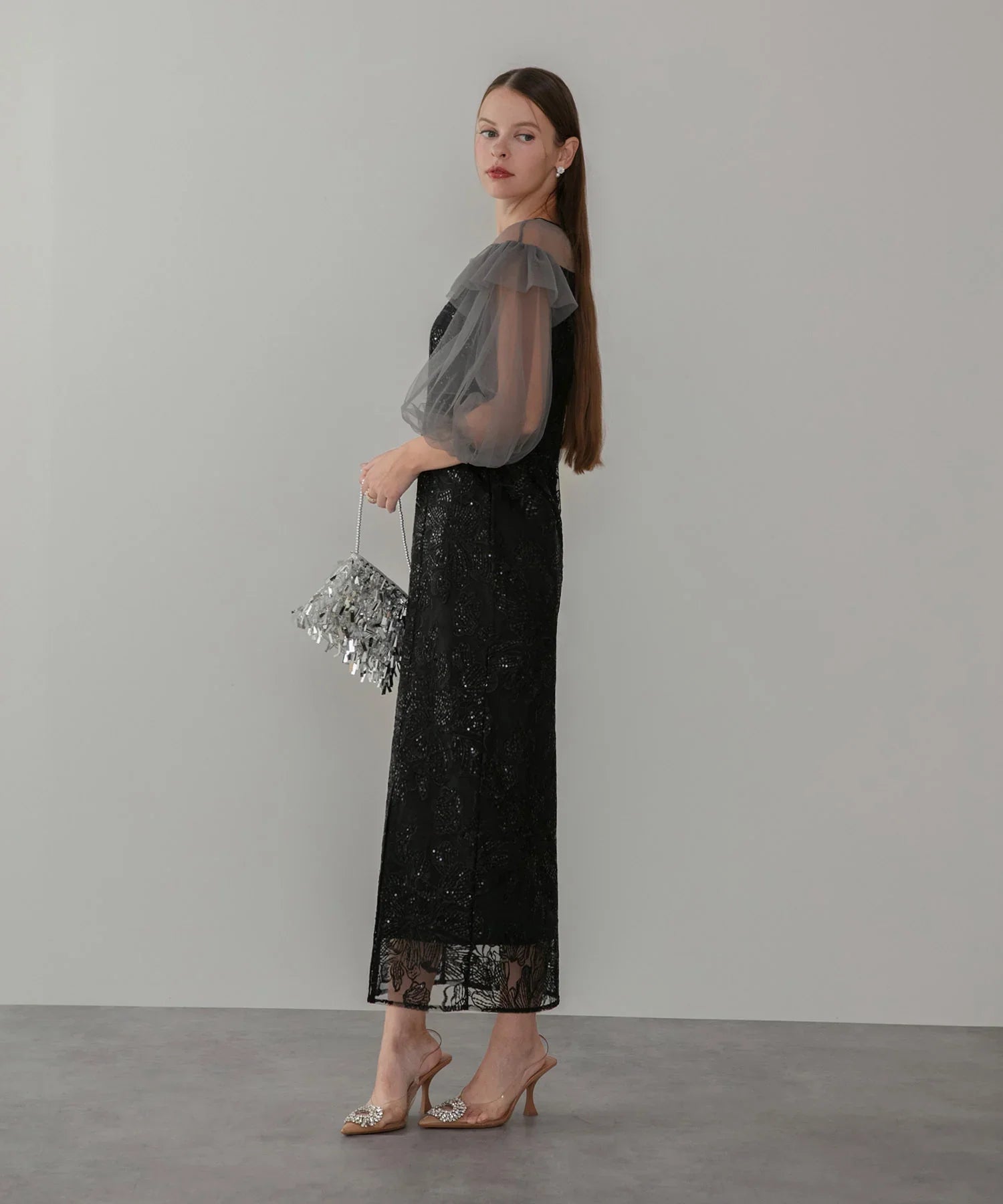 当日発送】フラワースパンコールシアーフリルスリーブIライン