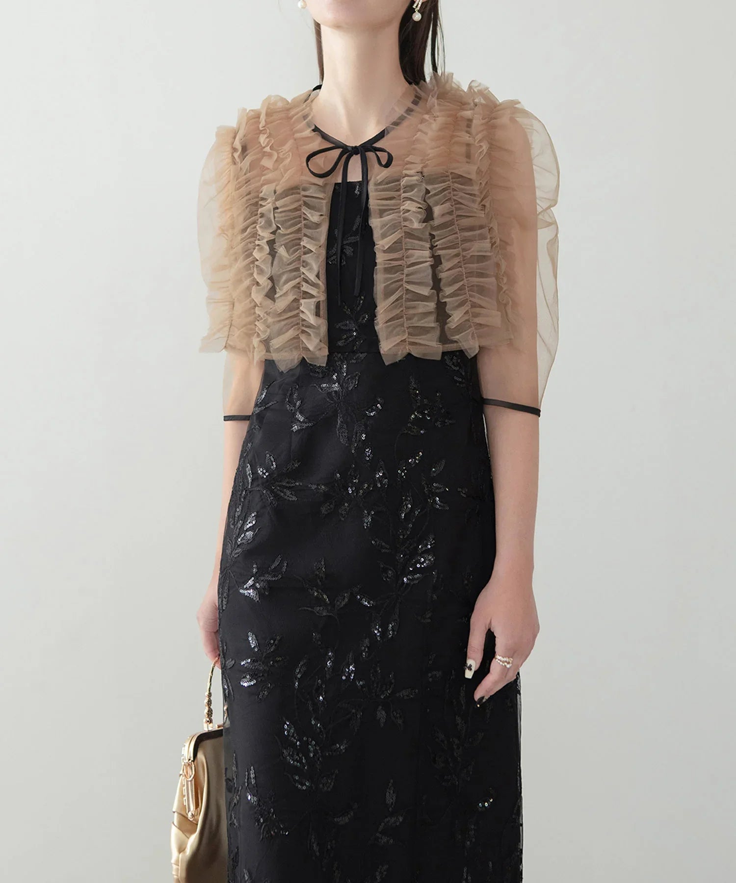当日発送】チュールフリルボレロフラワースパンコールIライン