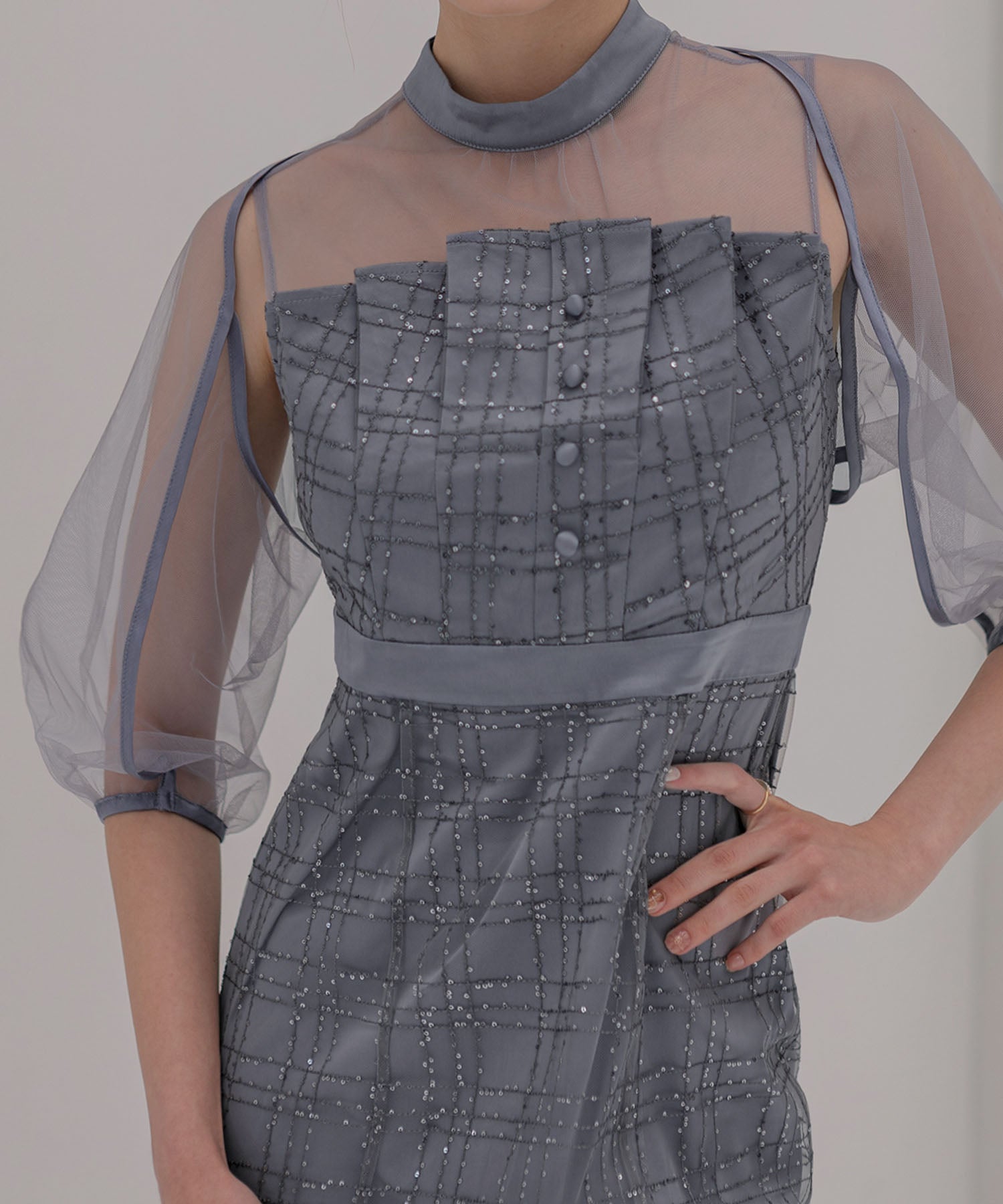 【当日発送】ラメチェックチュールボレロIラインドレス