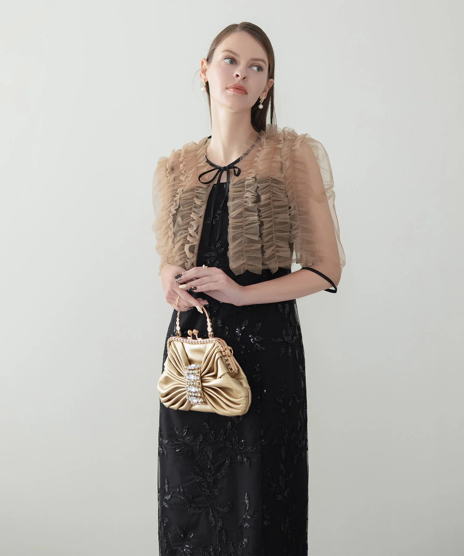 当日発送】チュールフリルボレロフラワースパンコールIライン