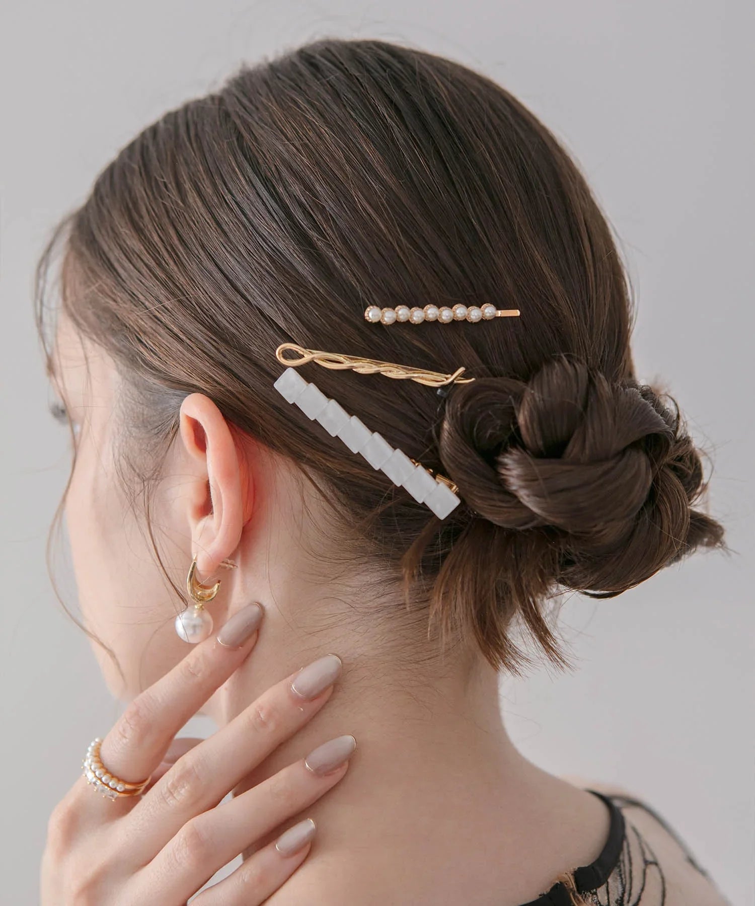 当日発送】パールニュアンスゴールドヘアピンセット