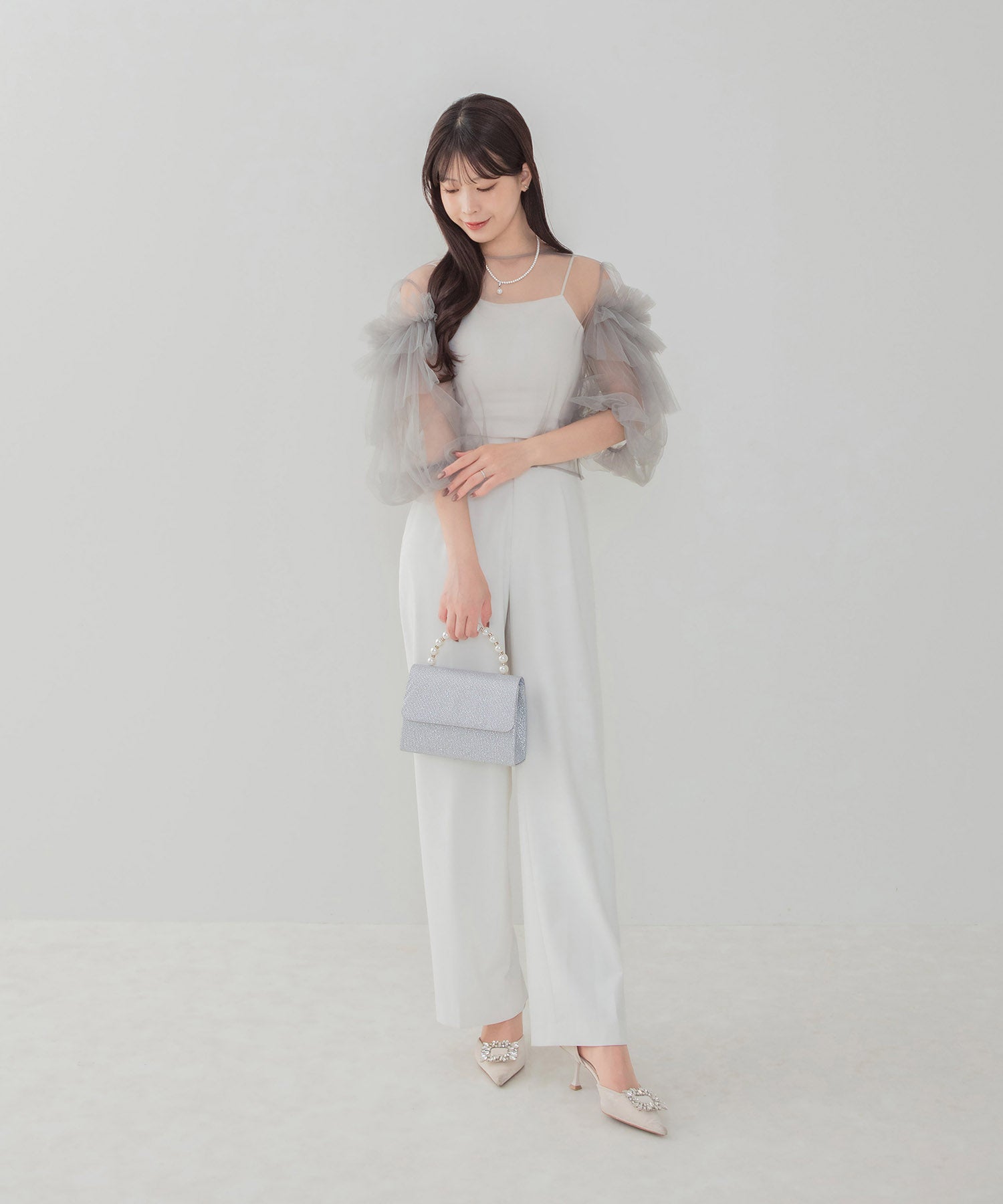 【当日発送】2WAYパールハンドルグリッターバッグ